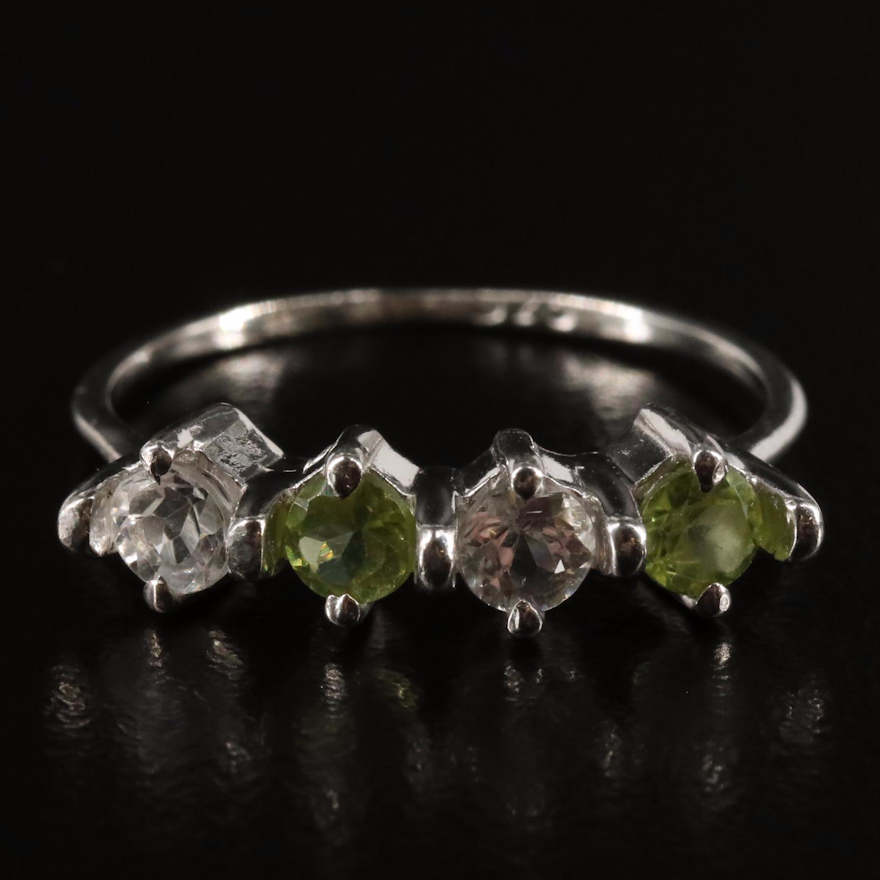 Sterling, Peridot and White Topaz Ring