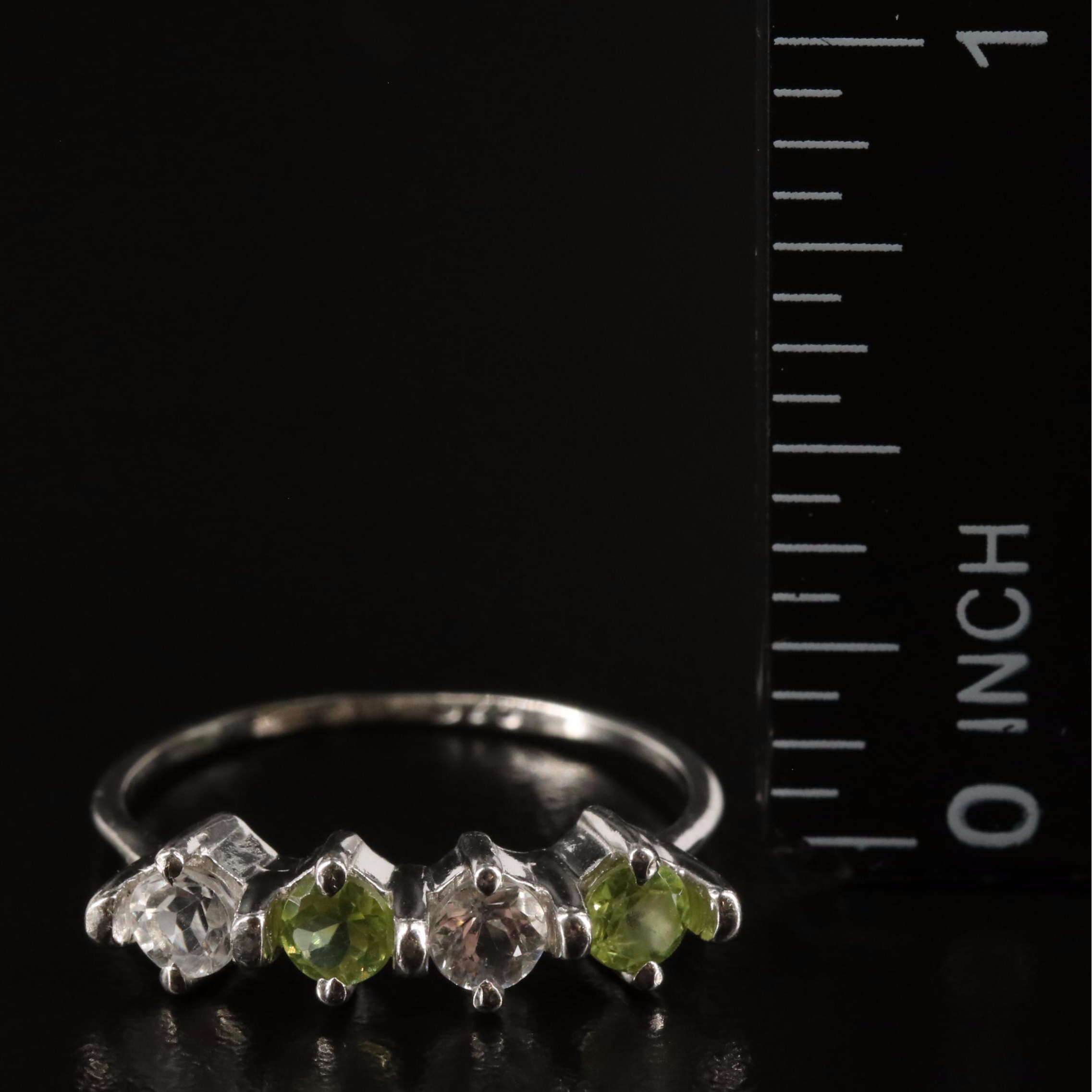 Sterling, Peridot and White Topaz Ring