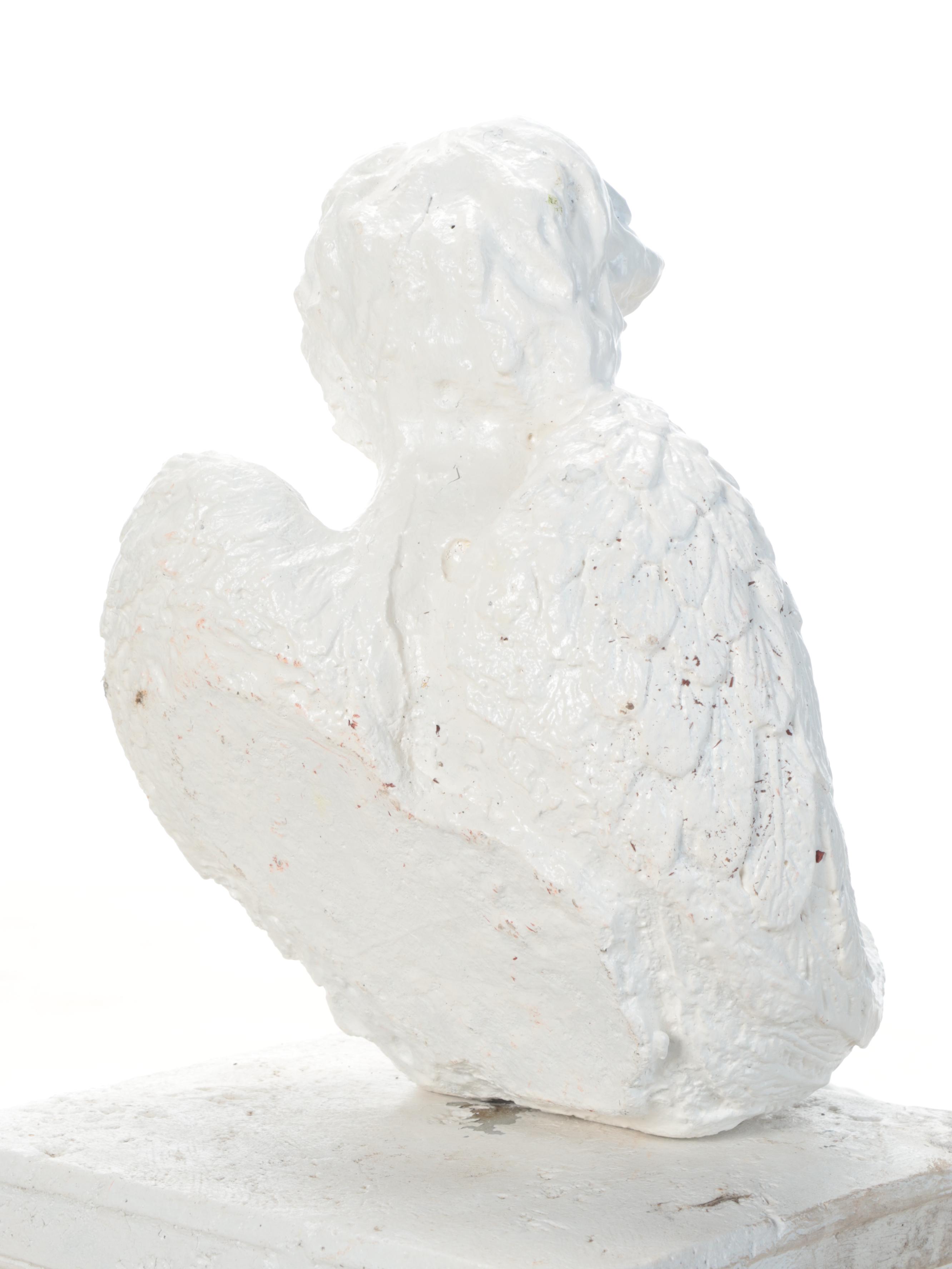 Plaster Column Pedestal with Concrete Garden Statues