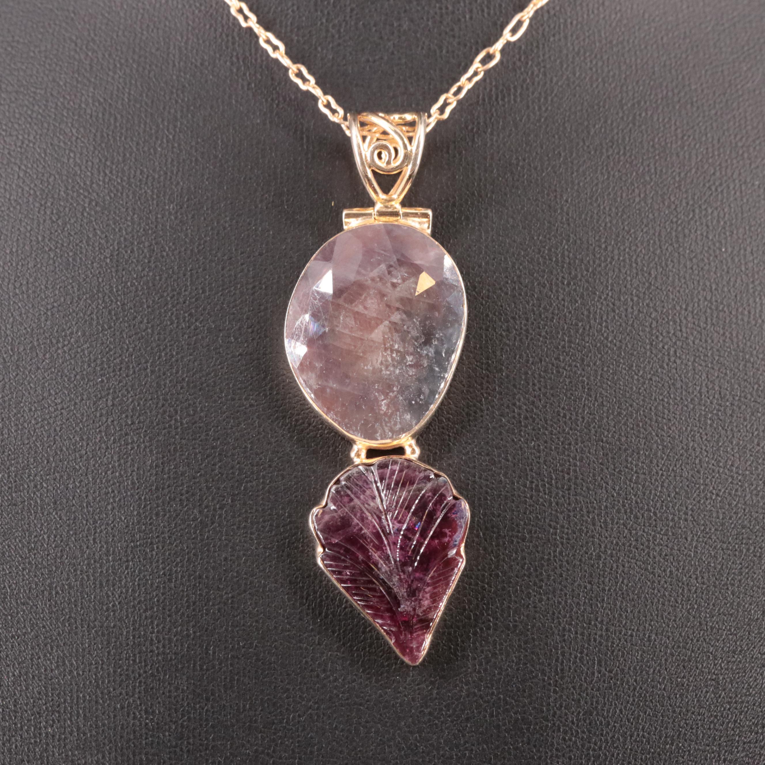 Sterling Sapphire and Tourmaline Pendant Necklace