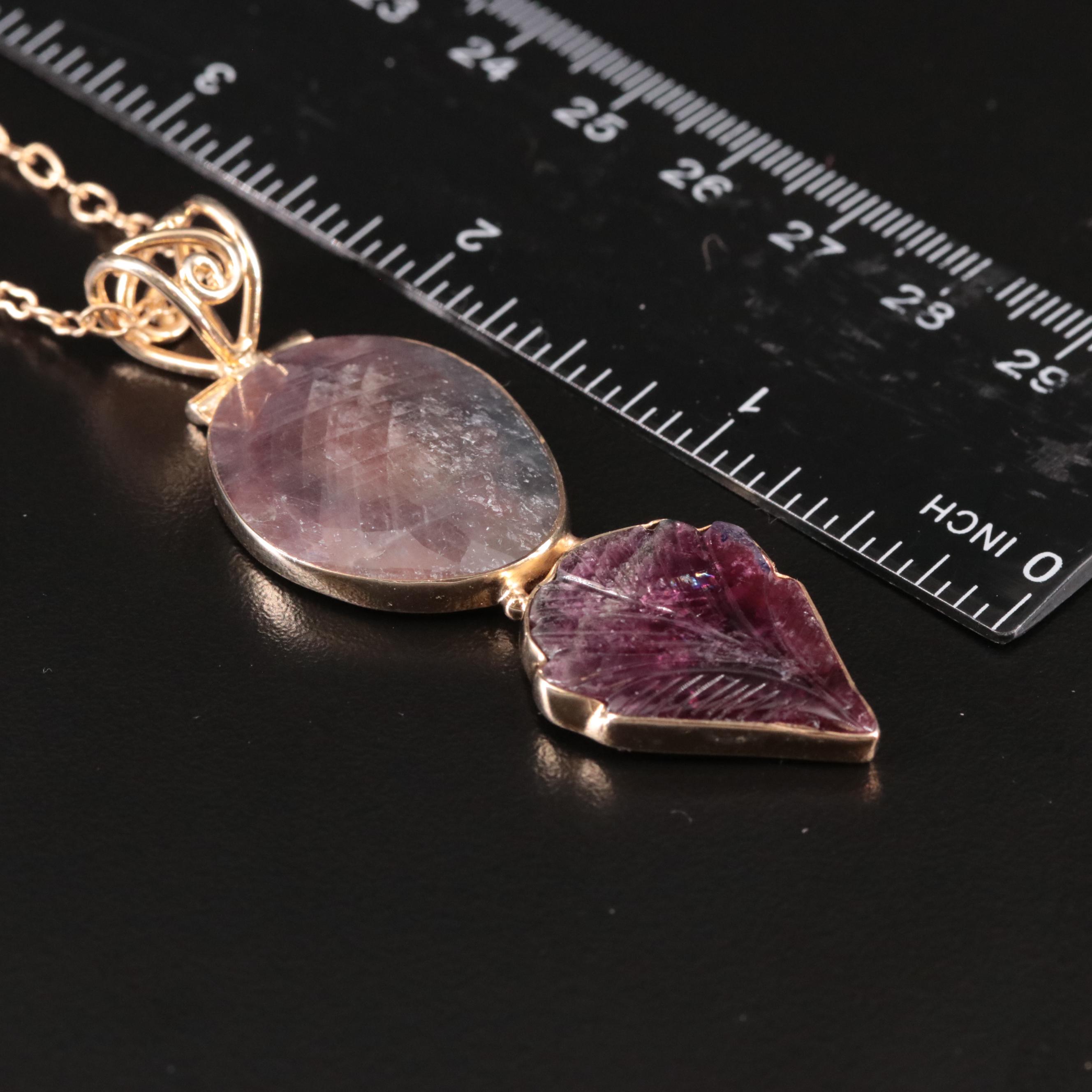 Sterling Sapphire and Tourmaline Pendant Necklace