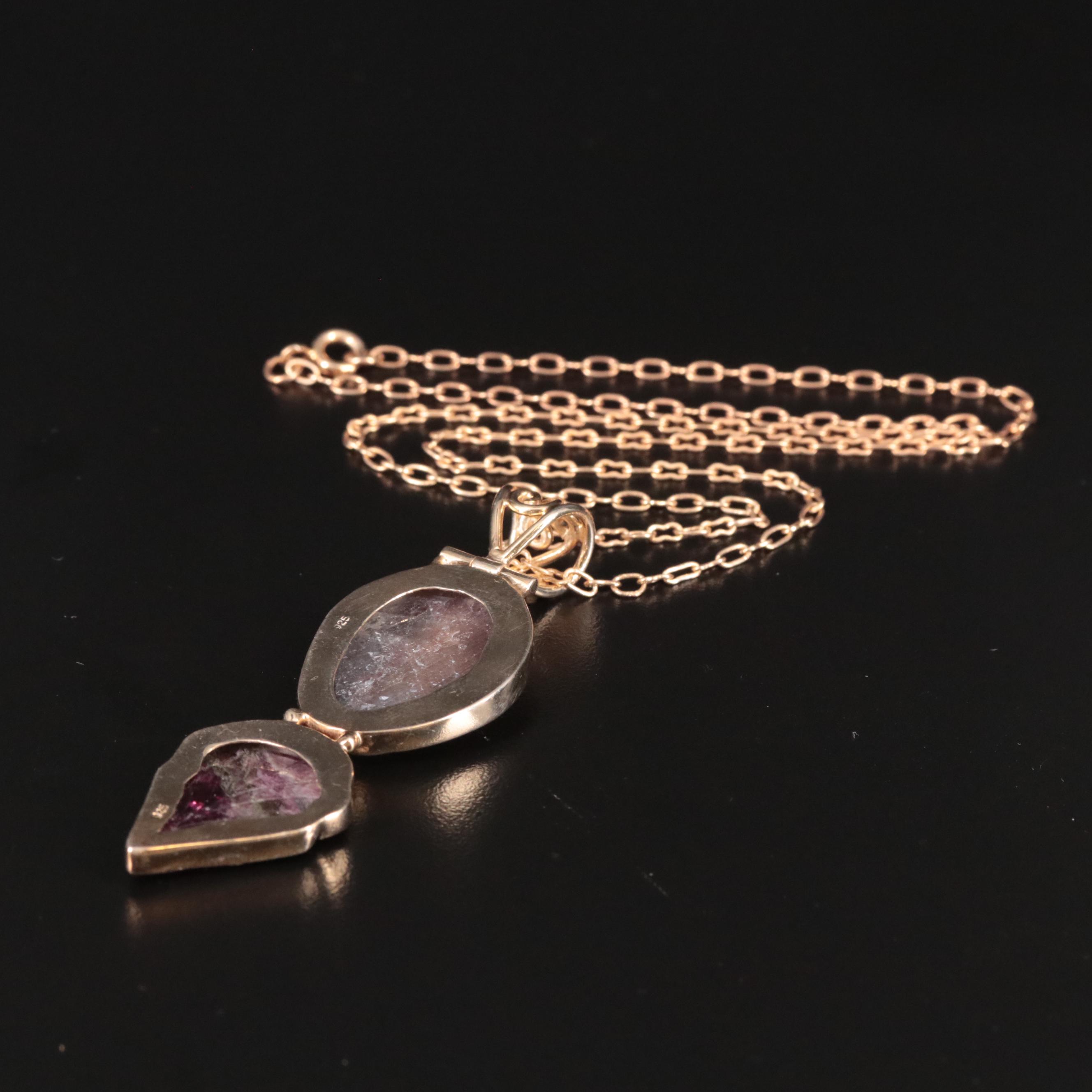 Sterling Sapphire and Tourmaline Pendant Necklace