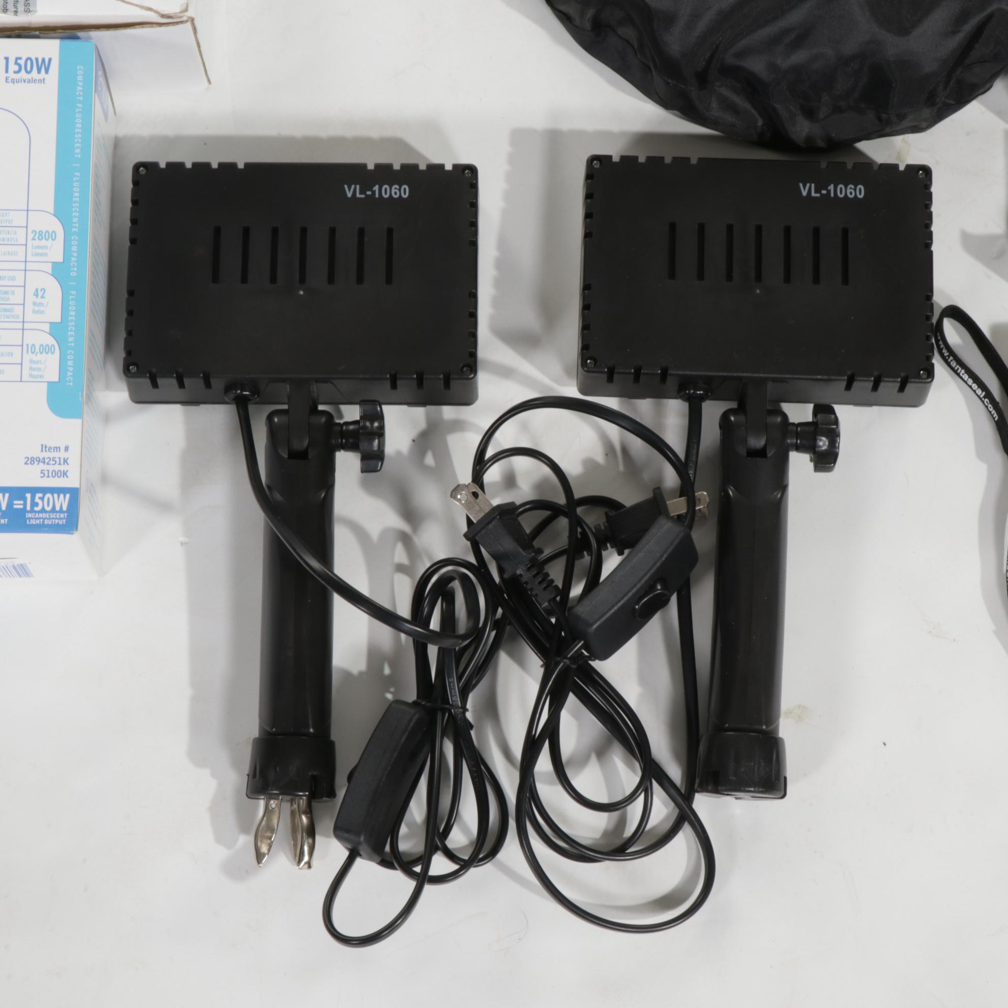 Studio Photographic Lighting Kit with Collapsible Tent, Backdrops, Tripods, More