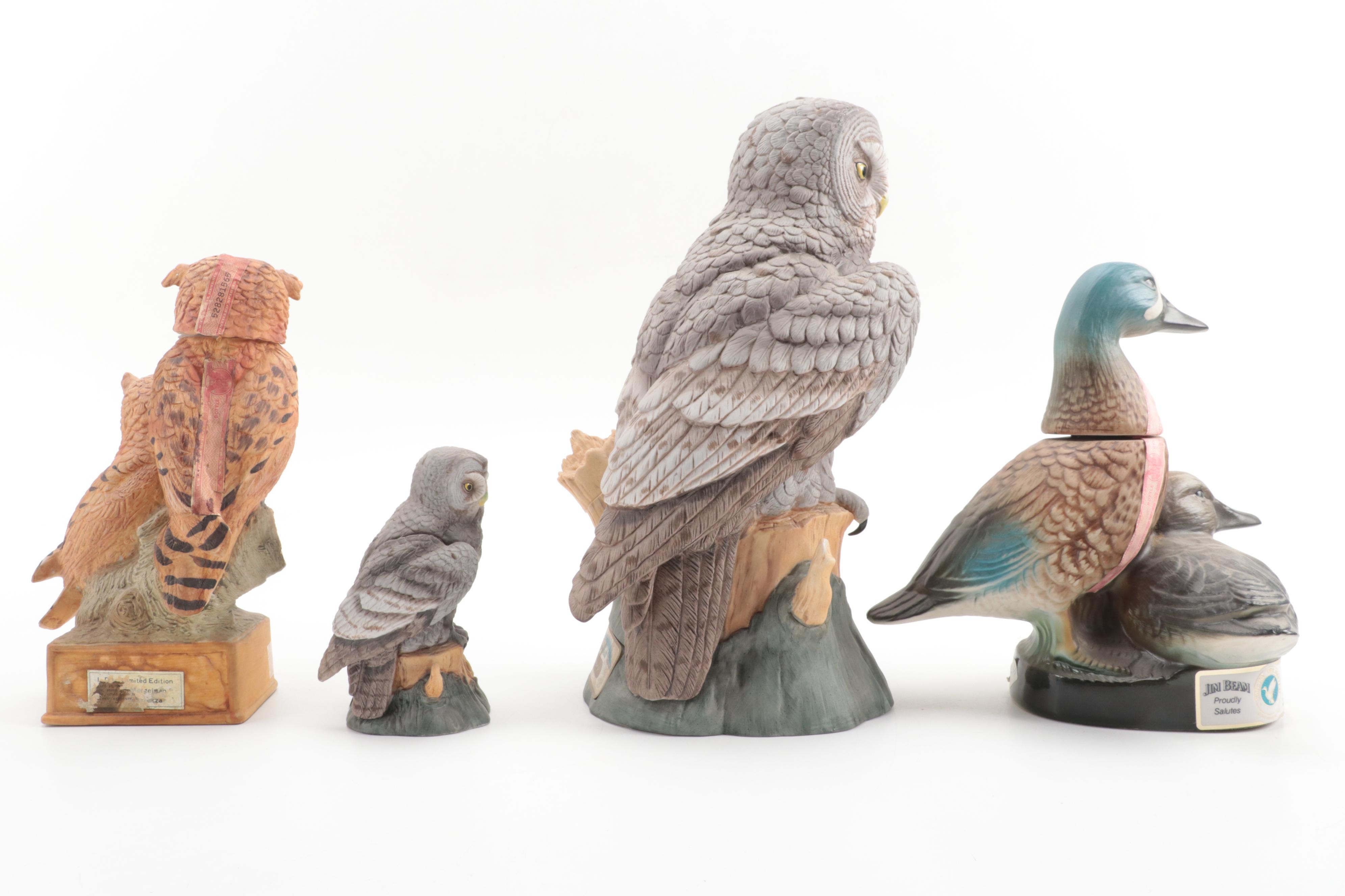 Lionstone with Ski Country and Other Porcelain Bird Shaped Decanters