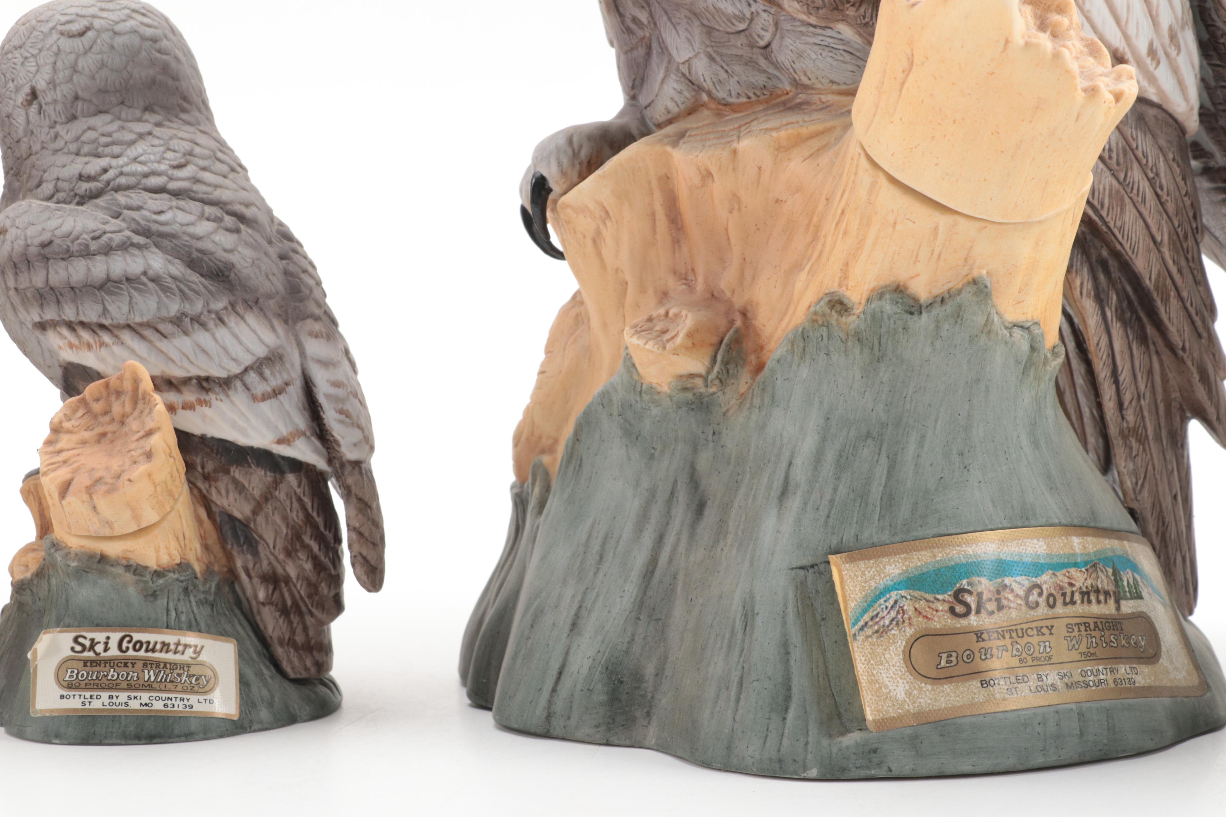 Lionstone with Ski Country and Other Porcelain Bird Shaped Decanters