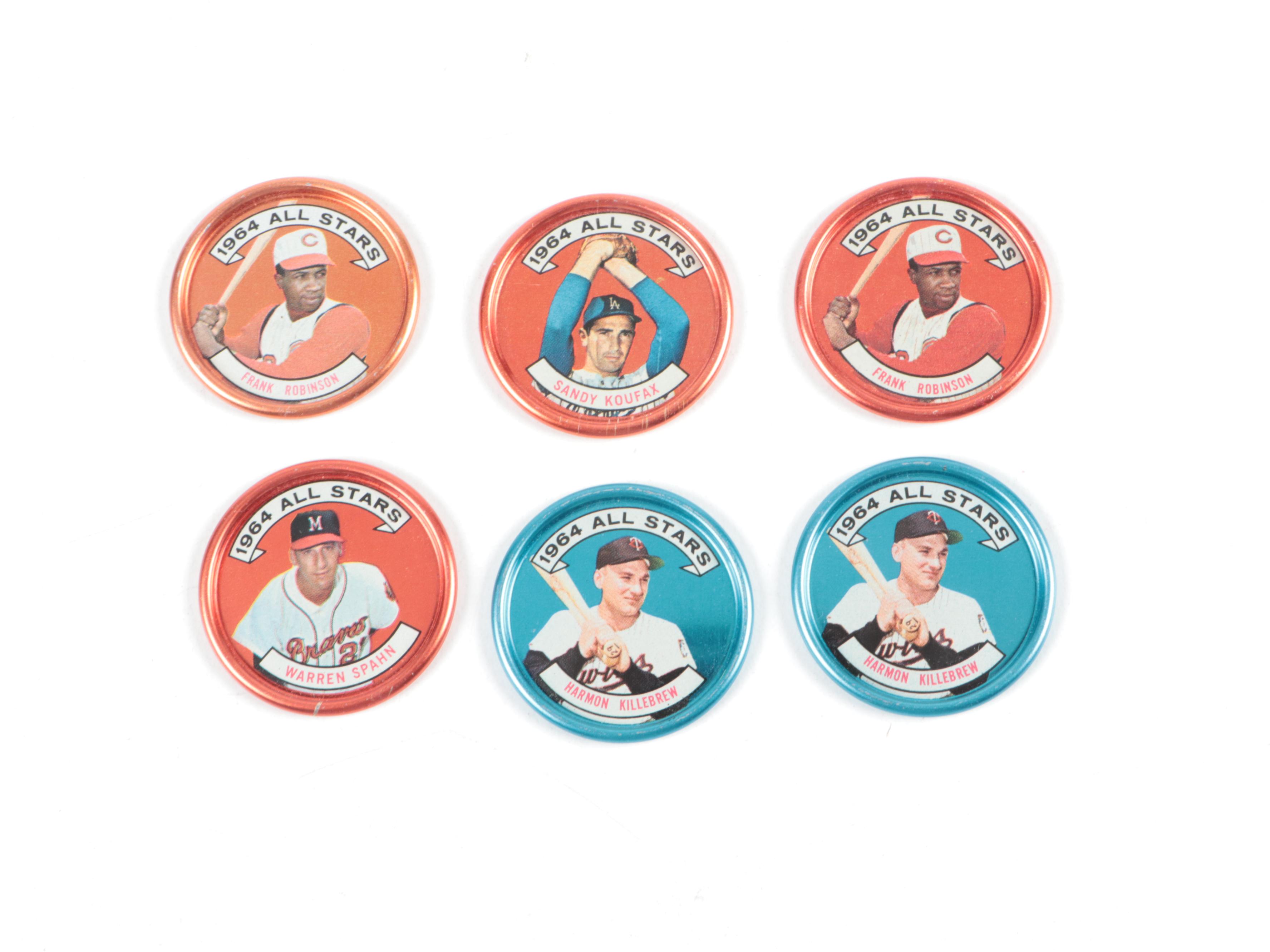 1964 Topps Baseball Coins Including Spahn, Aaron, Koufax, Robinson and More