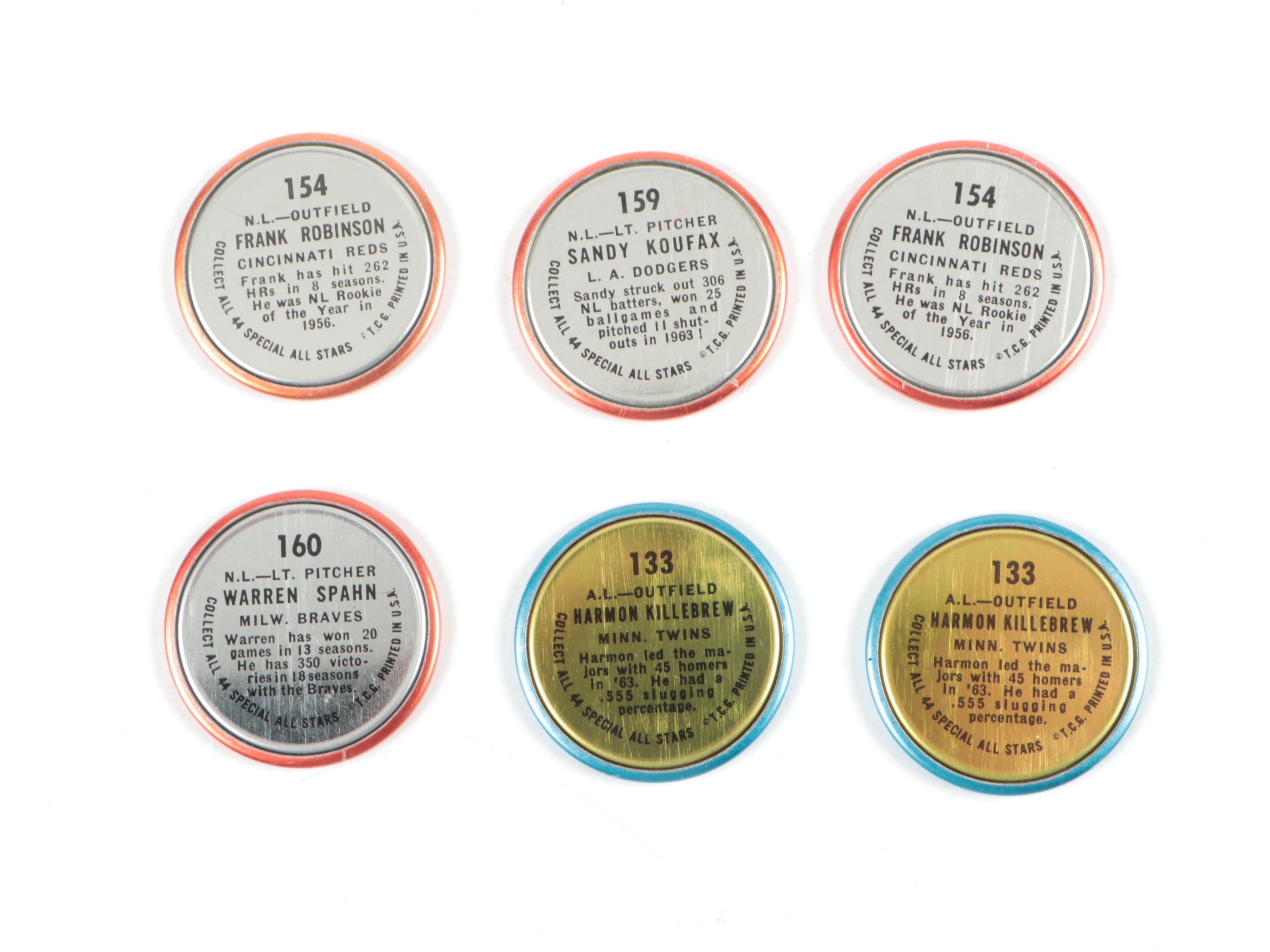 1964 Topps Baseball Coins Including Spahn, Aaron, Koufax, Robinson and More