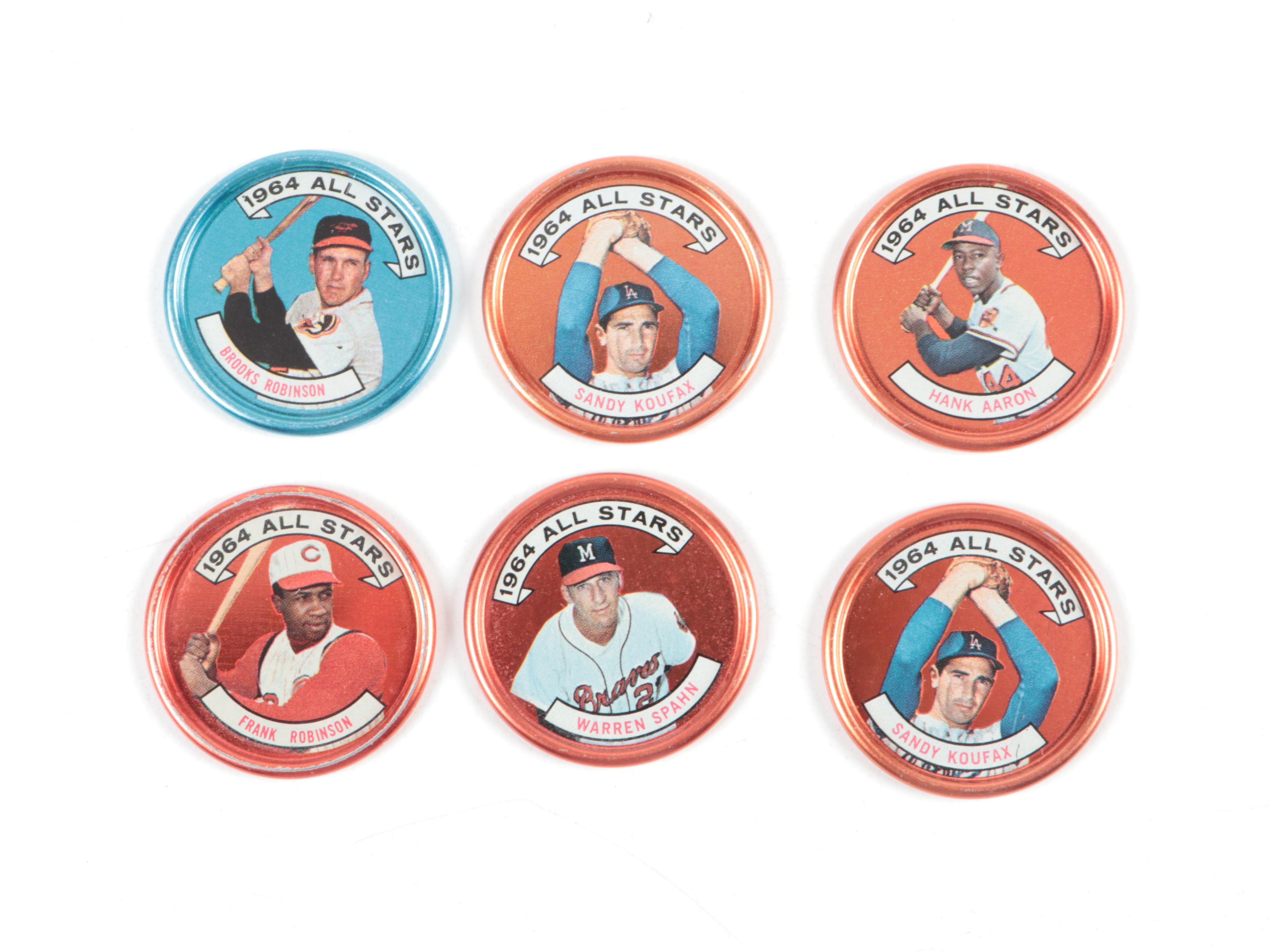 1964 Topps Baseball Coins Including Spahn, Aaron, Koufax, Robinson and More
