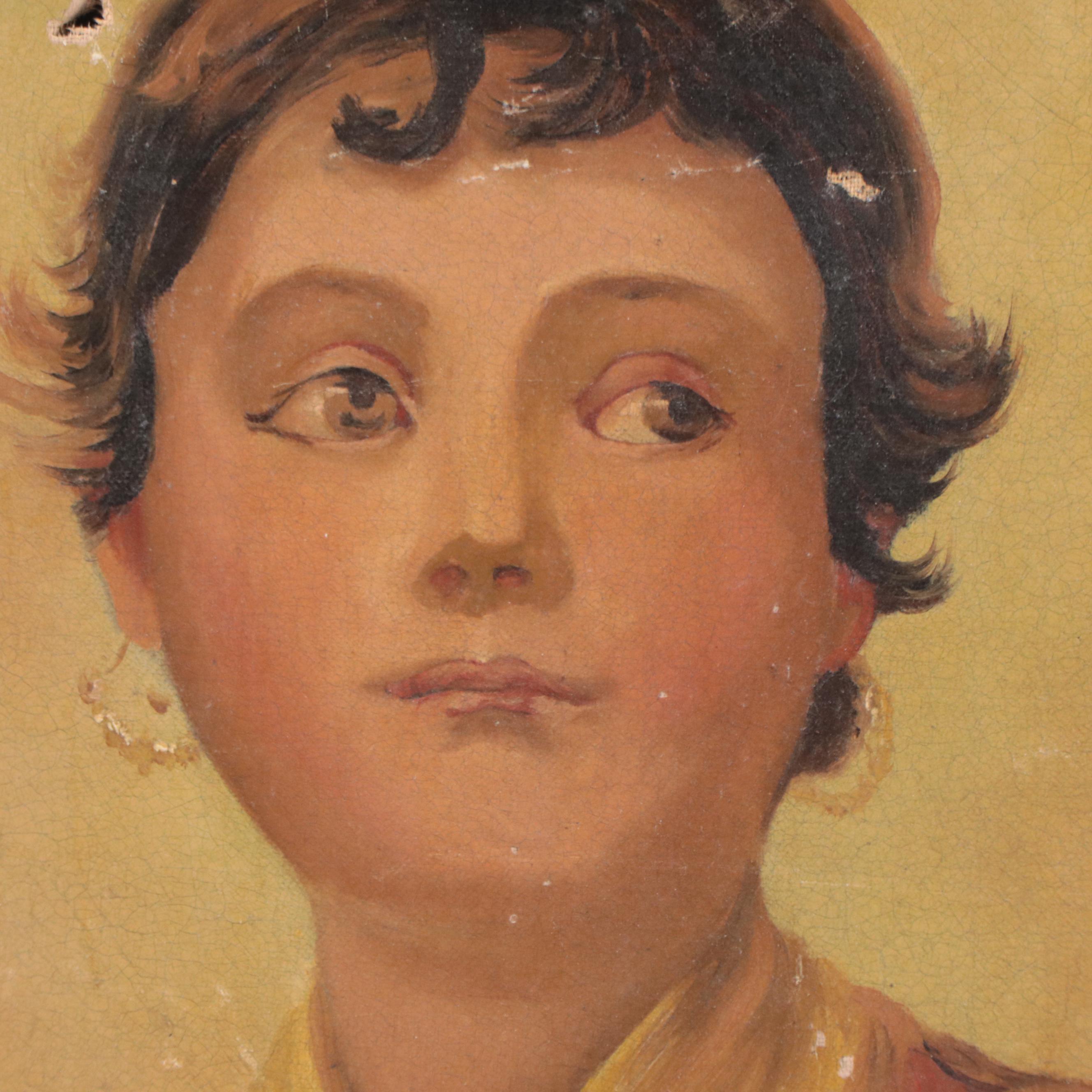 Continental School Portrait Oil Painting of a Traveler, 19th Century