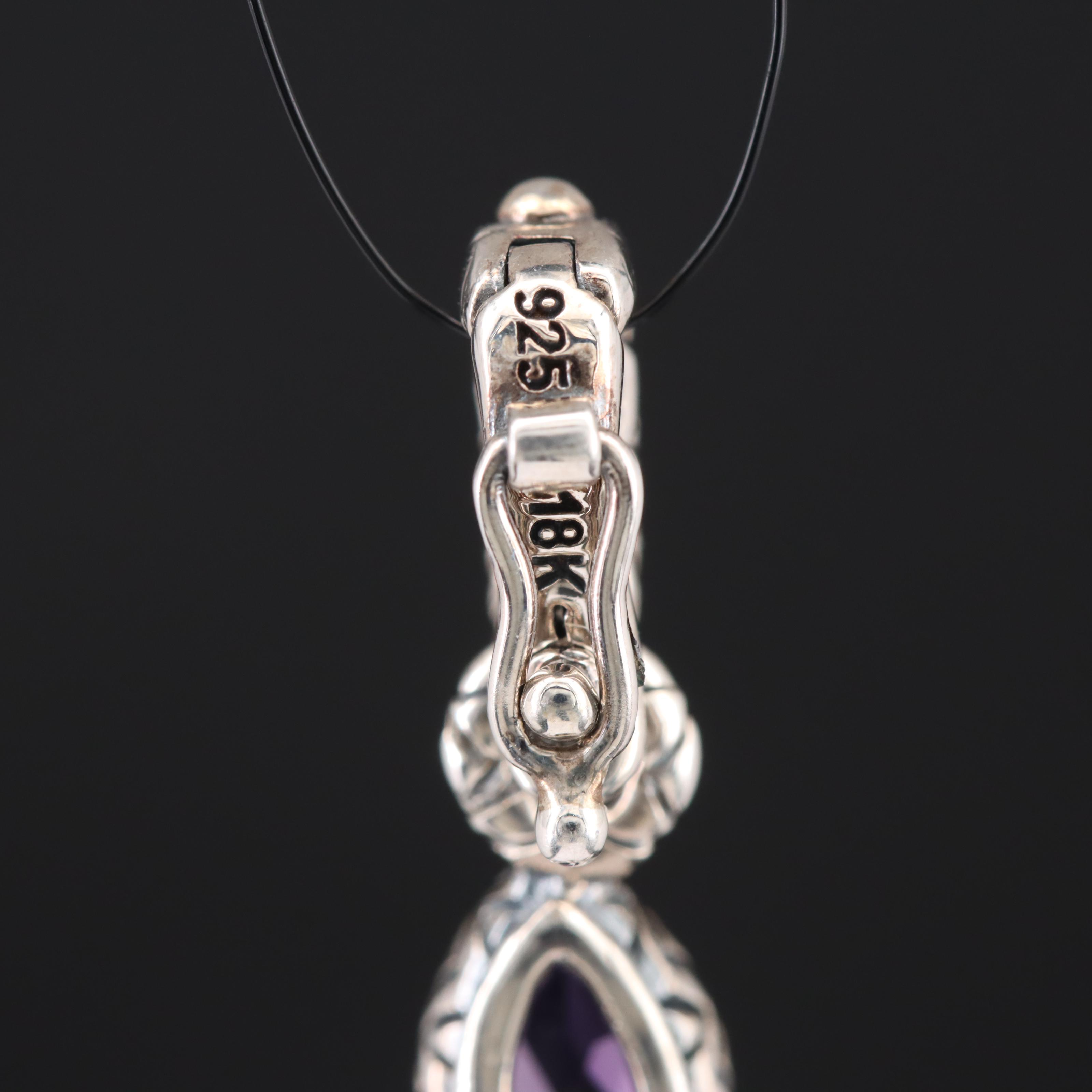 Barbara Bixby Sterling Amethyst and Pearl Enhancer Pendant with 18K Accent