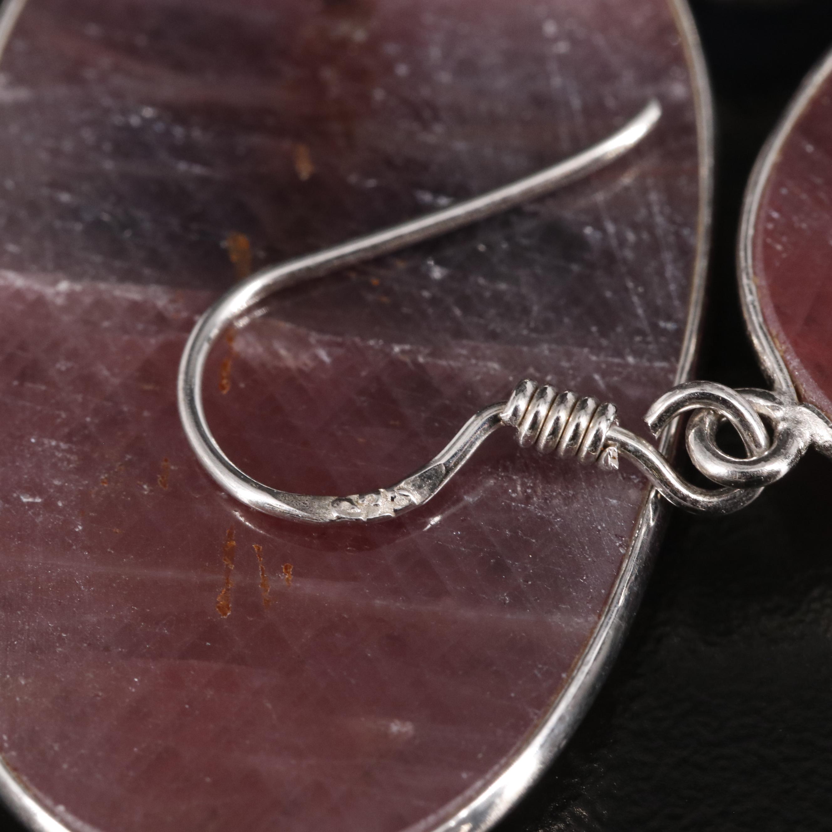 Sterling Sapphire, Ruby, and Tanzanite Dangle Earrings