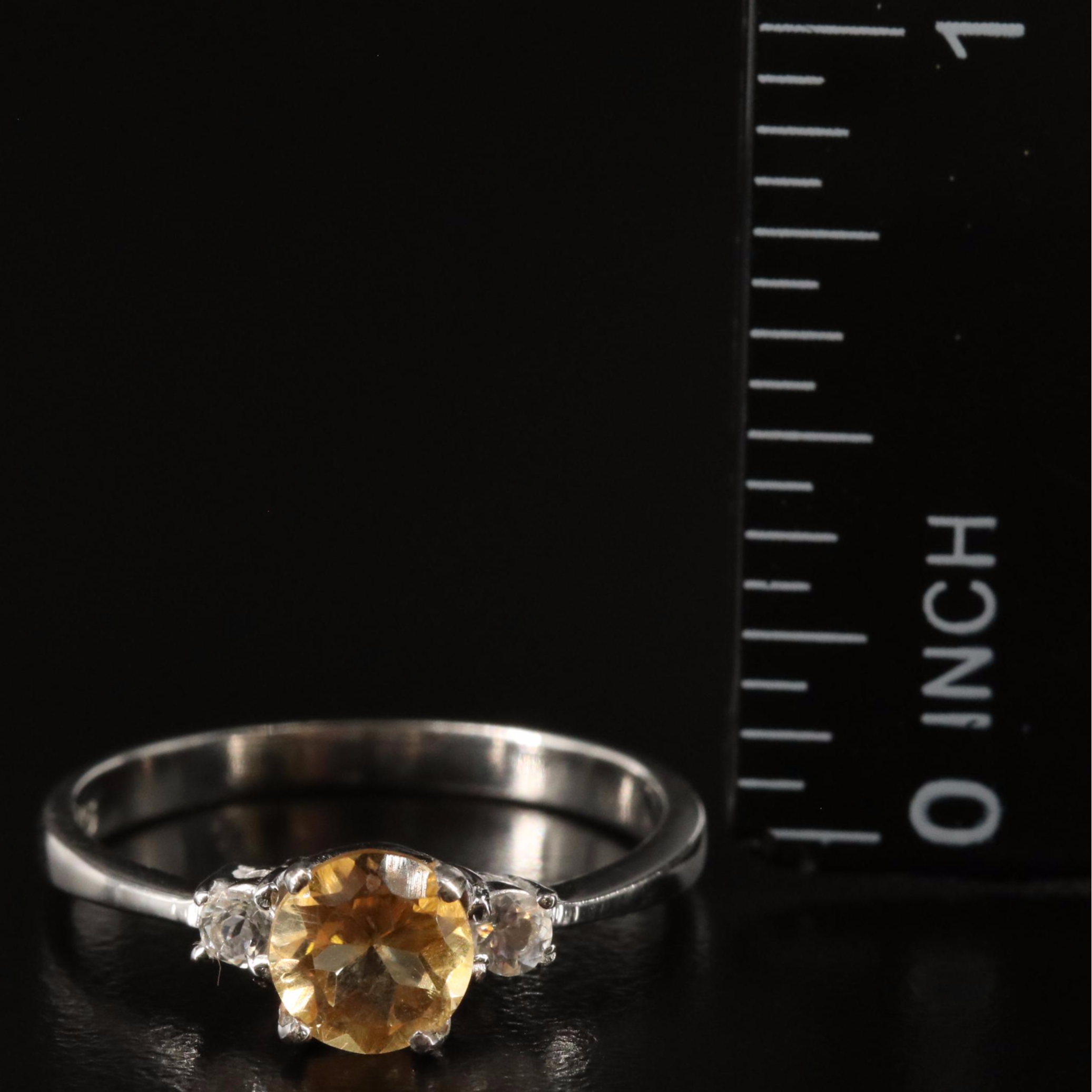 Sterling, Citrine and White Topaz Ring