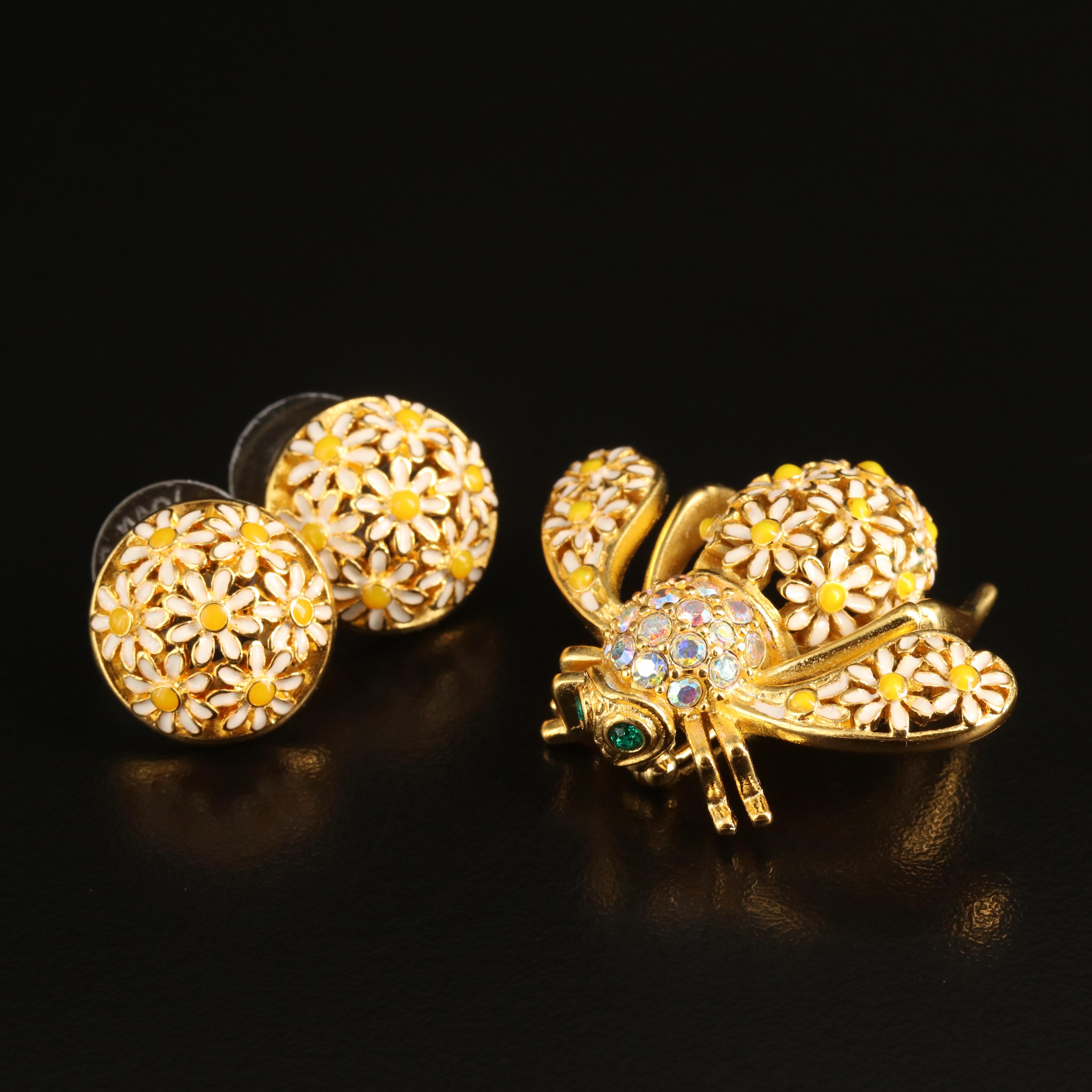 Joan Rivers "Fresh as a Daisy" Bee Brooch and Earrings