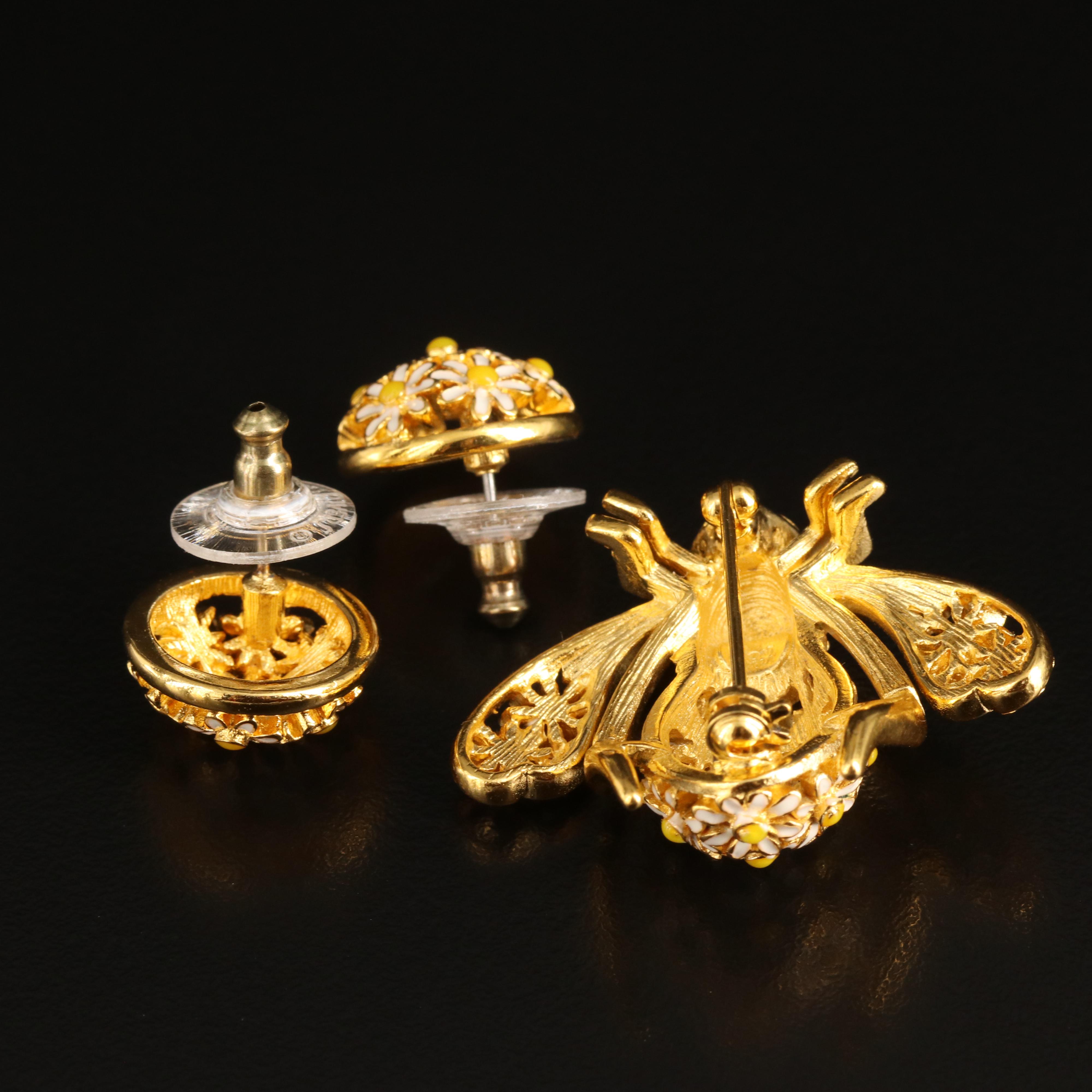 Joan Rivers "Fresh as a Daisy" Bee Brooch and Earrings