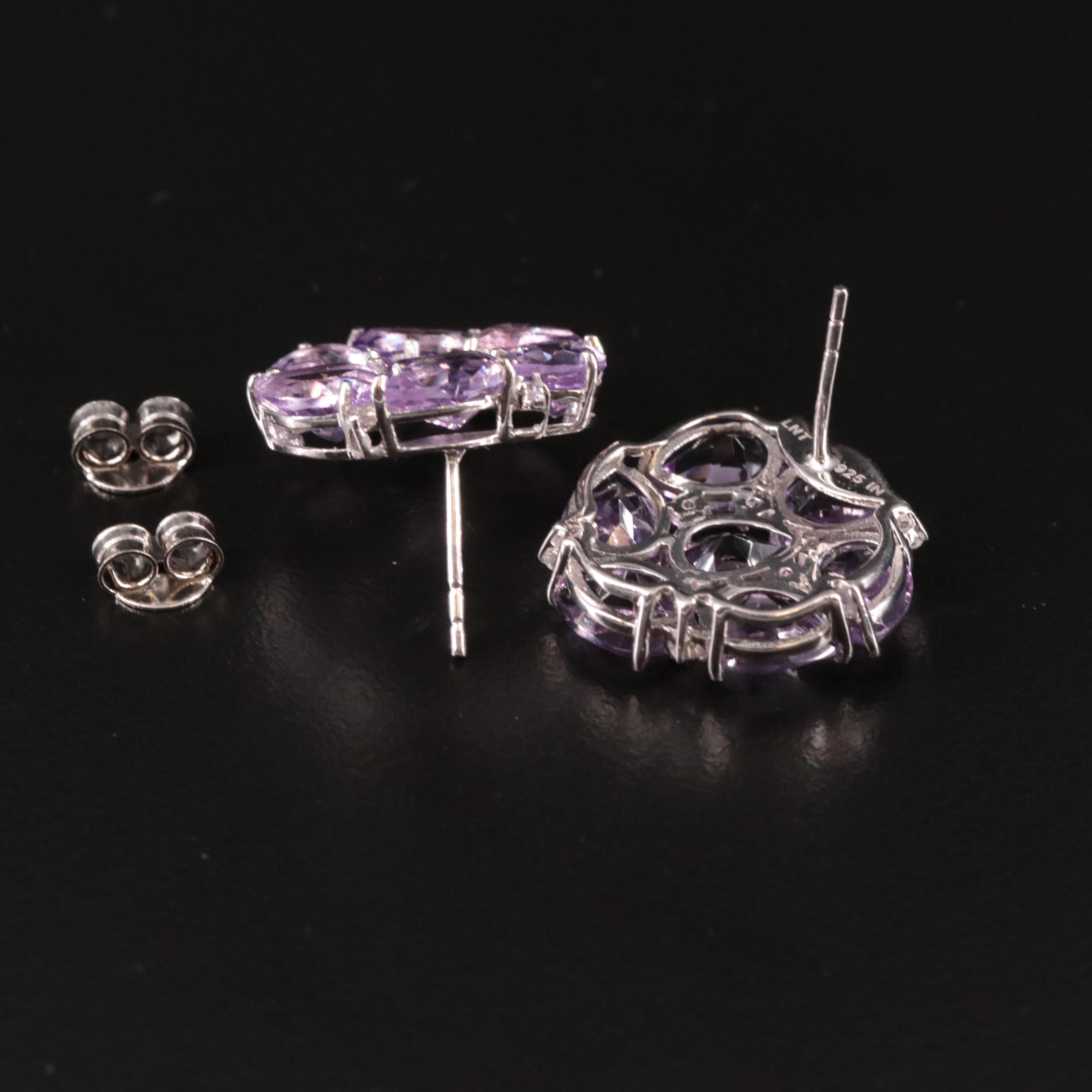 Sterling Amethyst and Topaz Stud Earrings