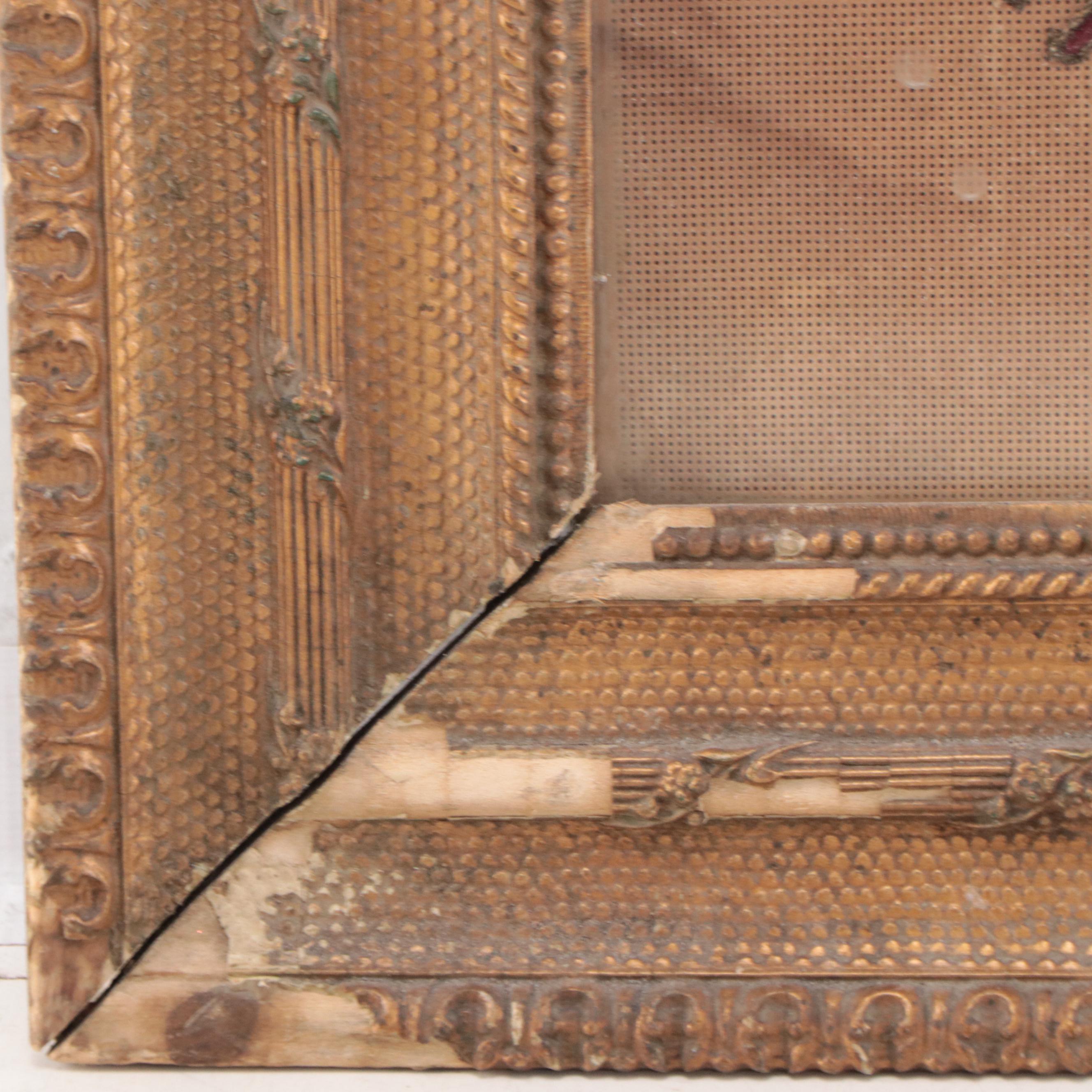 Framed German Embroidered "In Leid und Schmerz Schau Himmelwärts" Motto Sampler