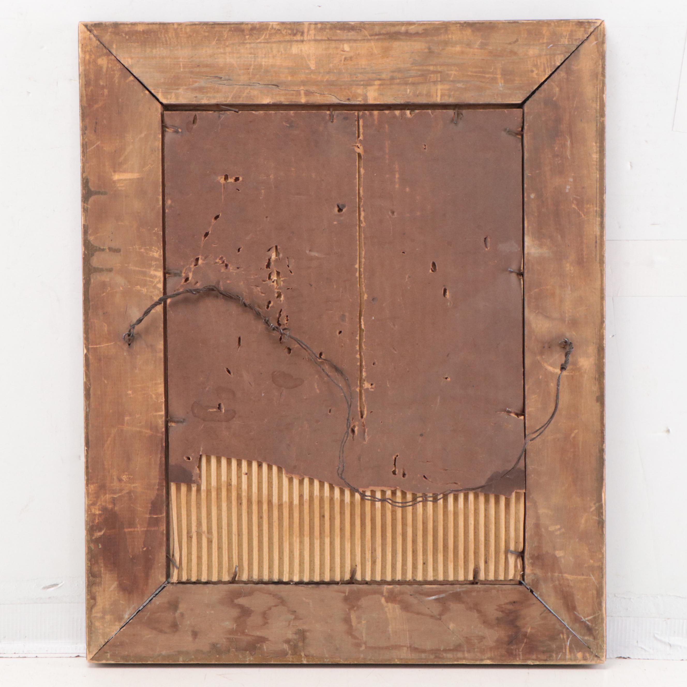 Framed German Embroidered "In Leid und Schmerz Schau Himmelwärts" Motto Sampler