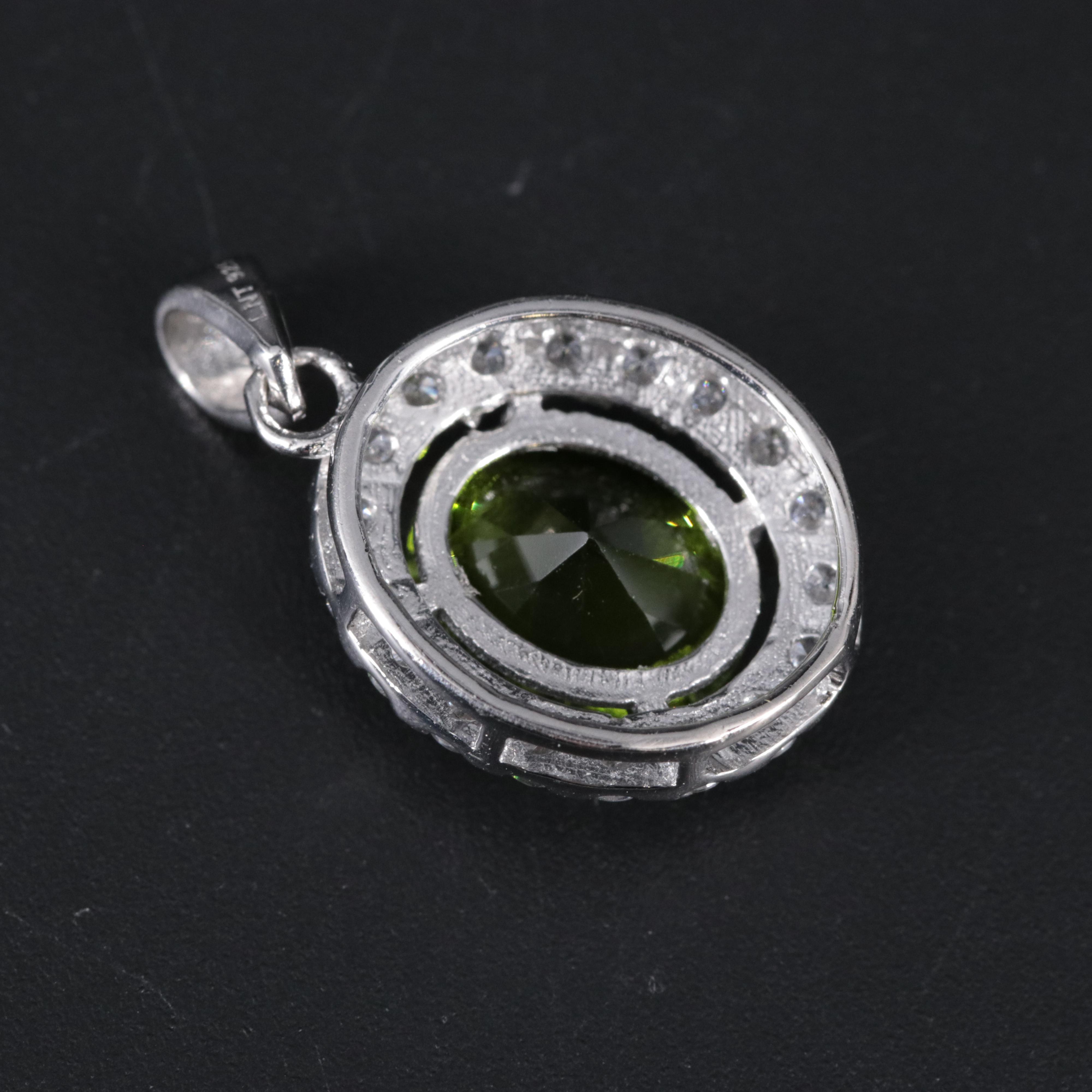 Sterling Silver Peridot and Cubic Zirconia Pendant Necklace