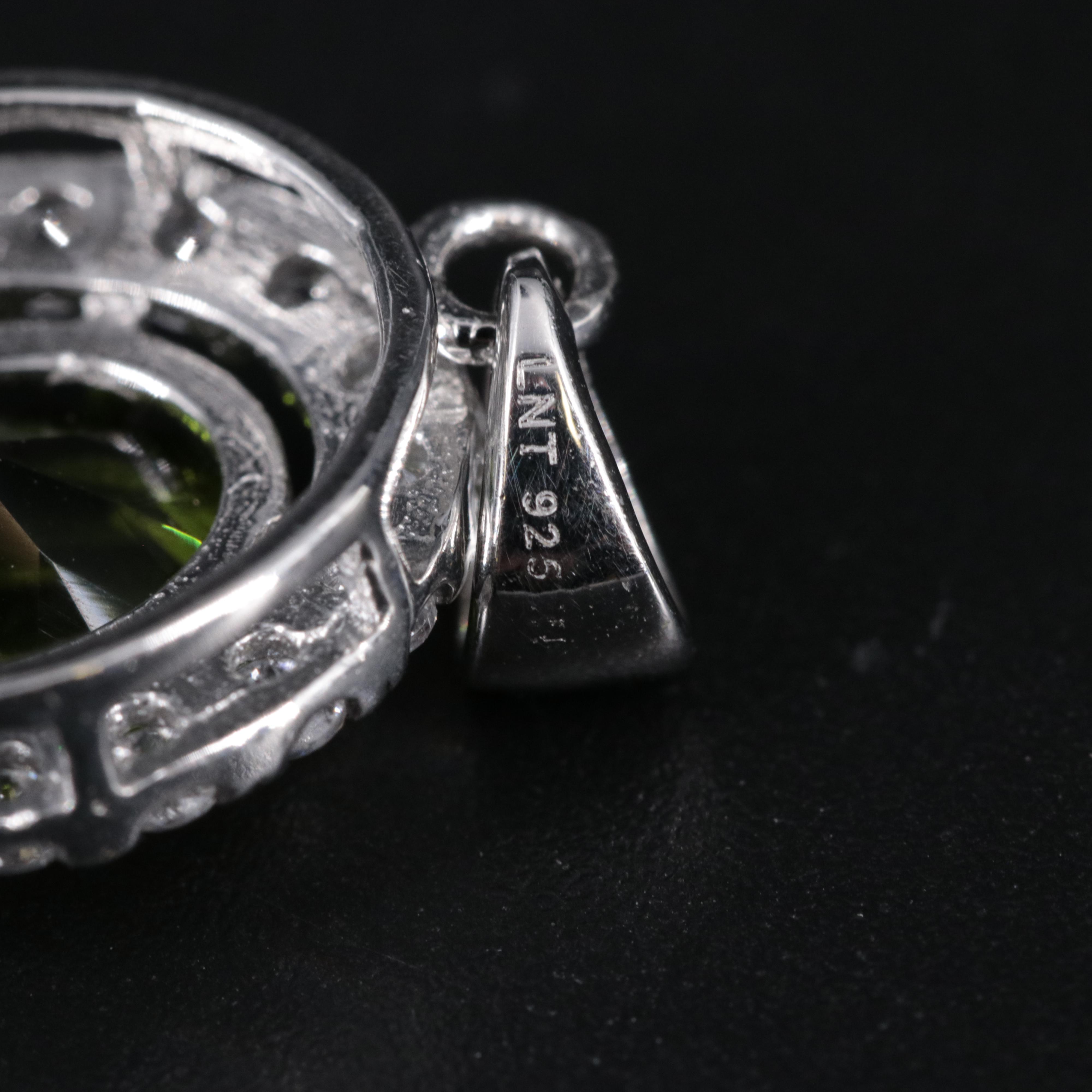 Sterling Silver Peridot and Cubic Zirconia Pendant Necklace