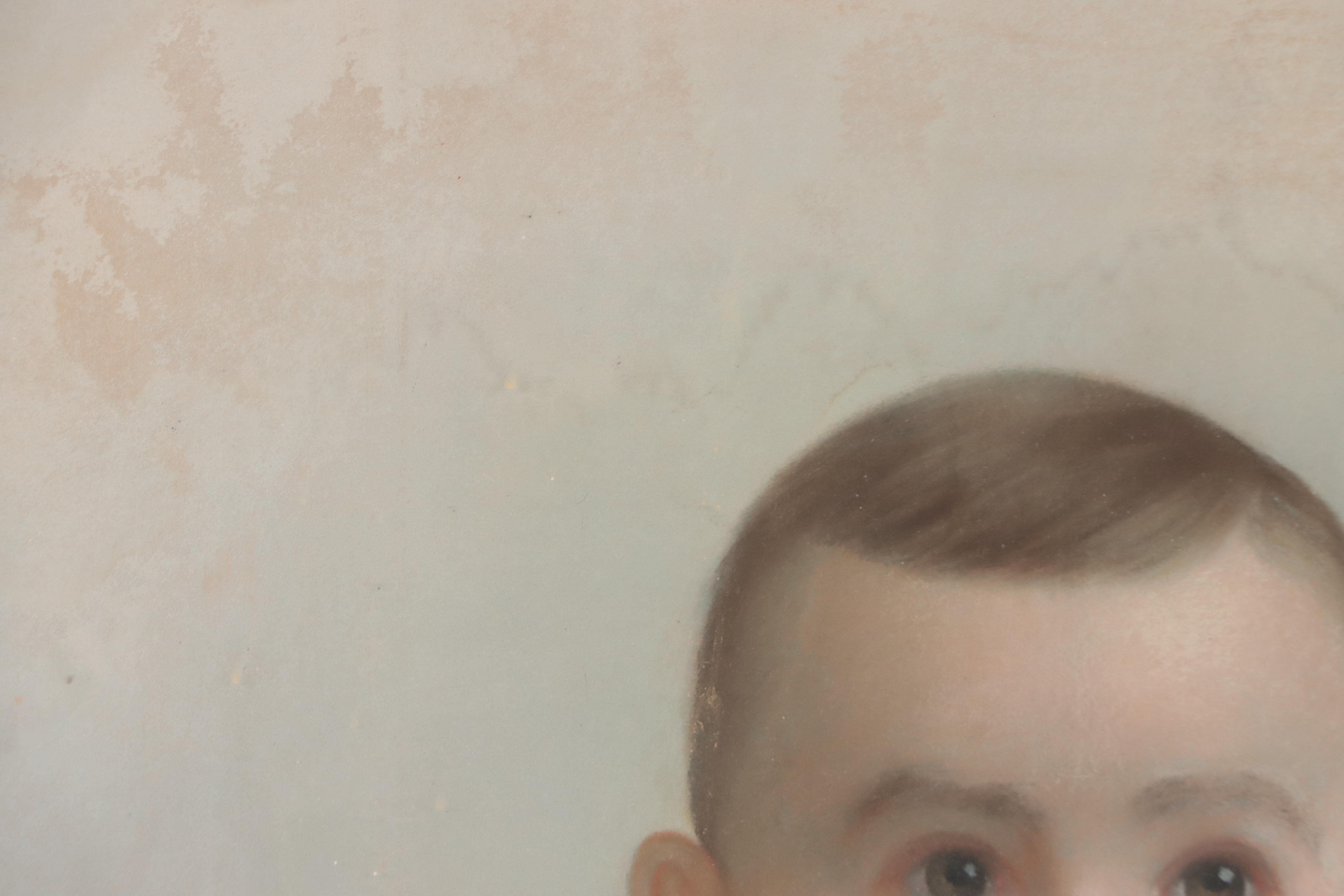 Crayon Portrait Photograph of Baby in Gown