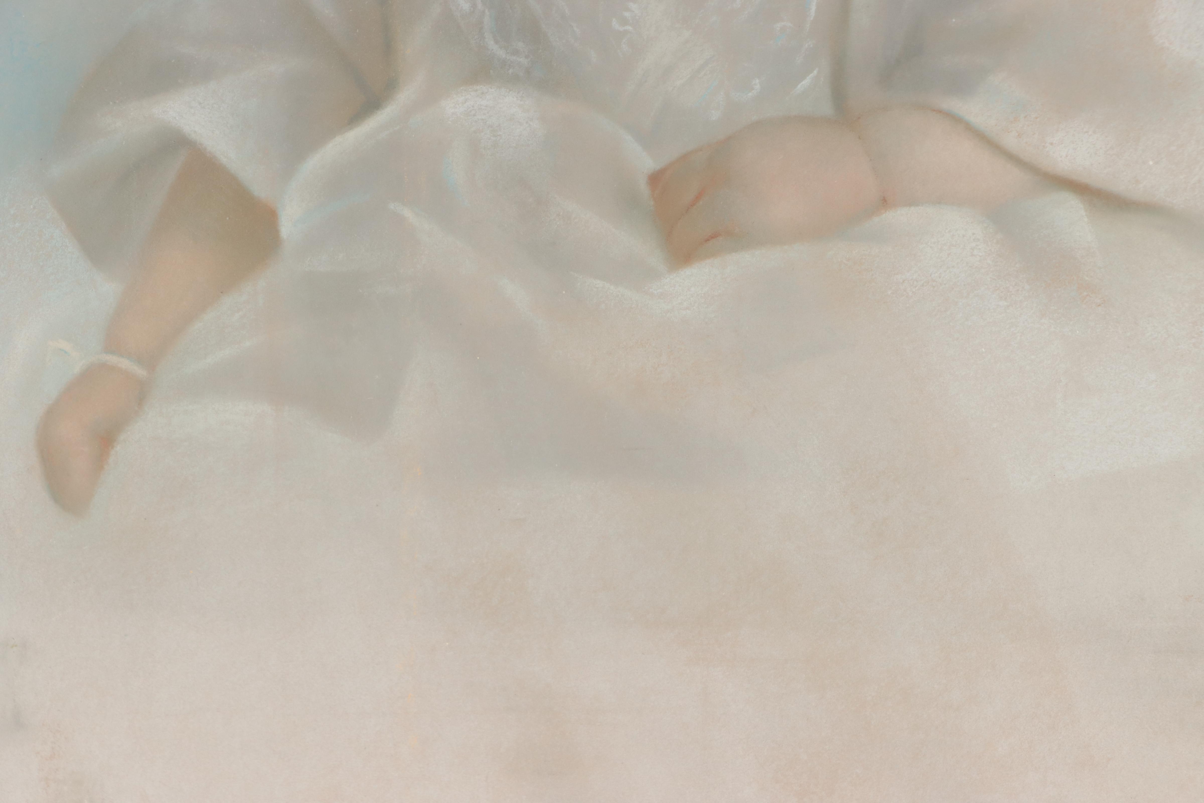 Crayon Portrait Photograph of Baby in Gown