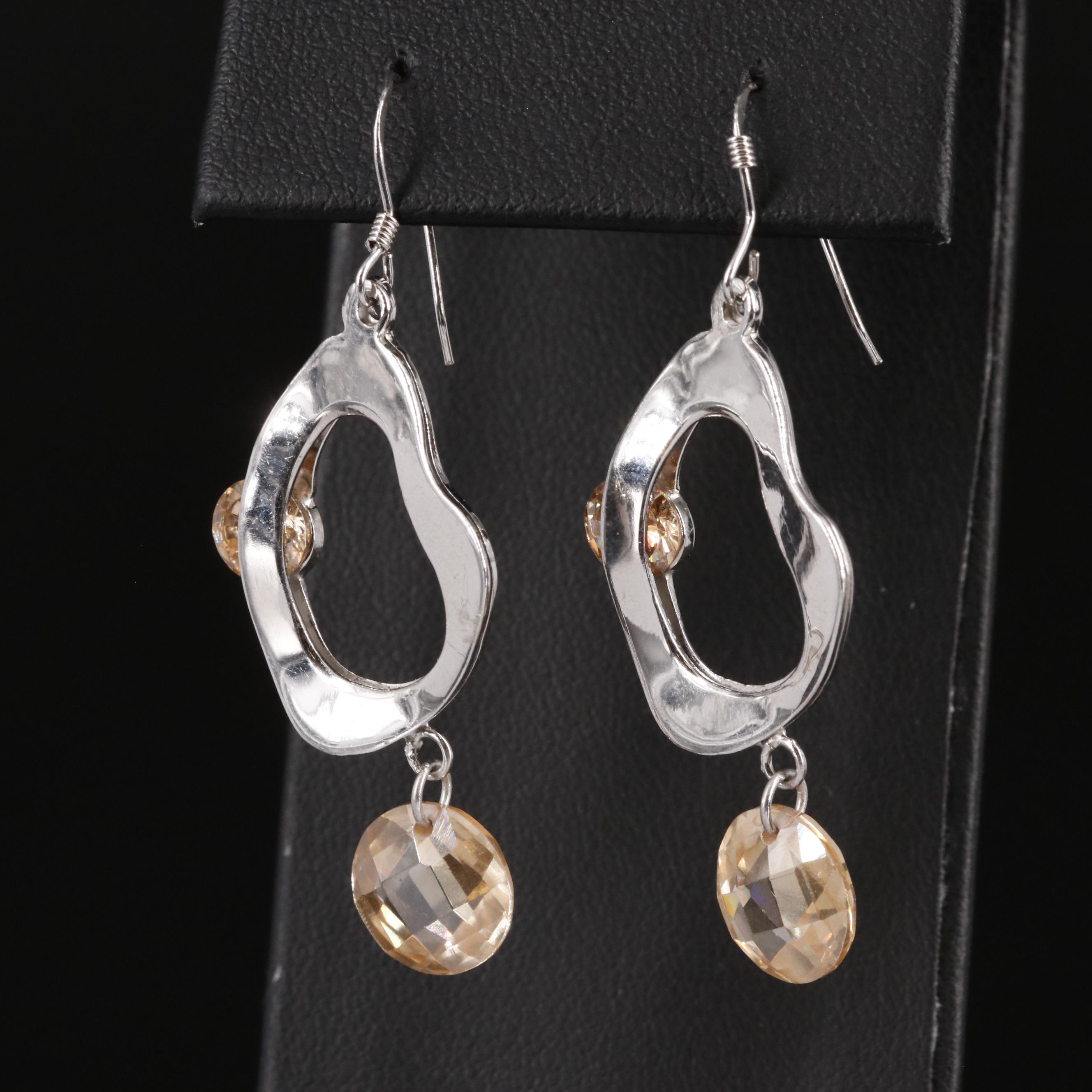 Sterling Cubic Zirconia Dangle Earrings