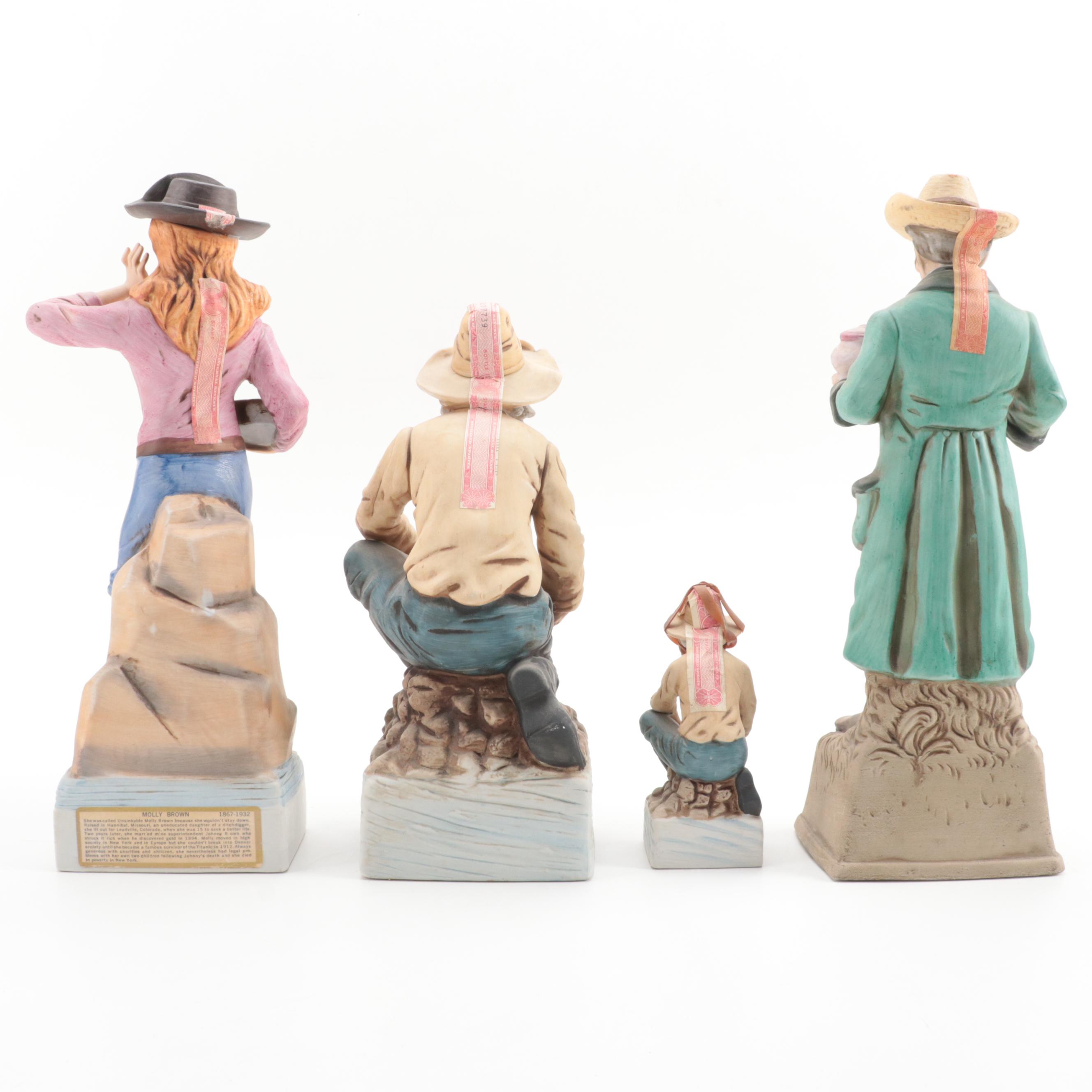 Potter's and Lionstone Western Themed Porcelain Bisque Whiskey Decanters