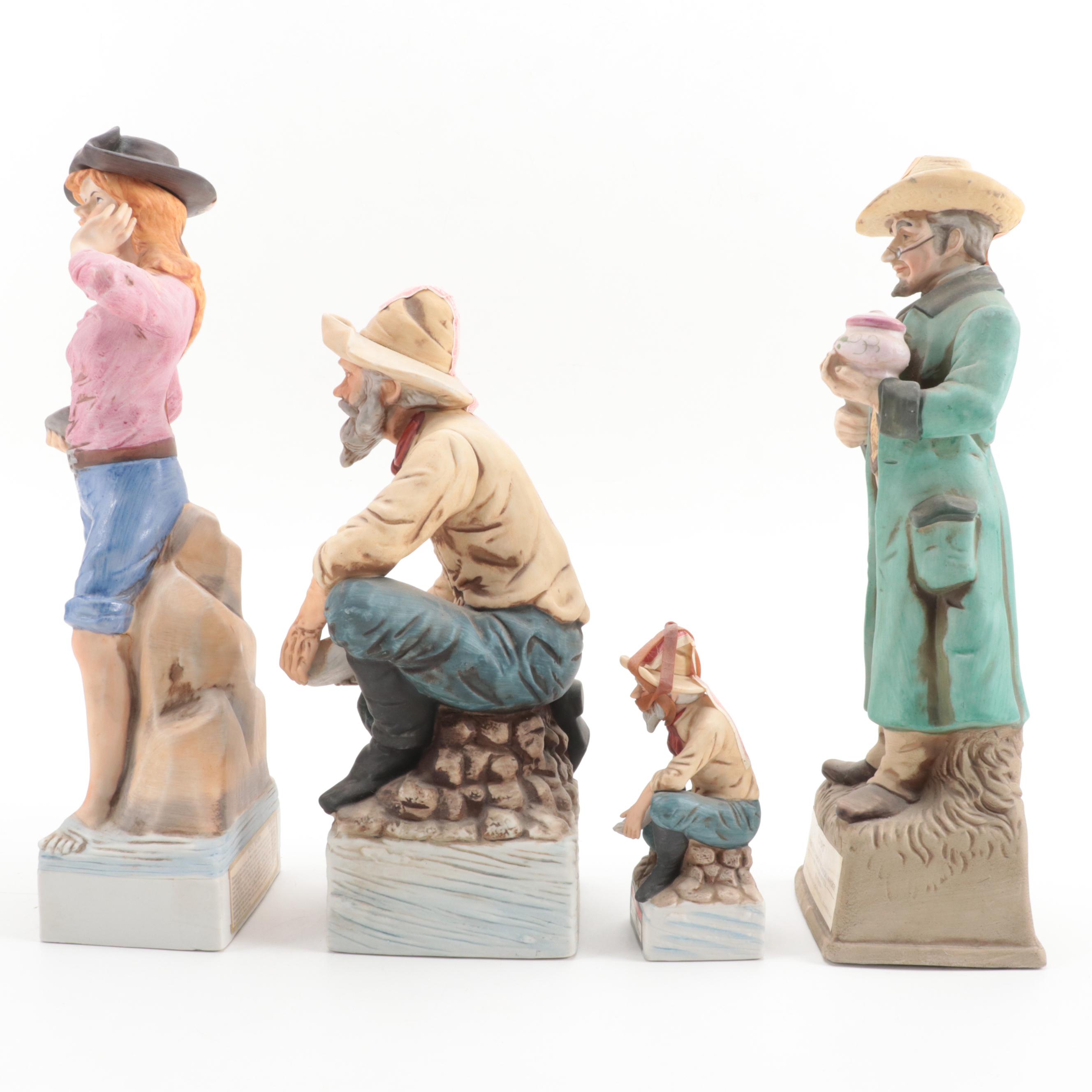 Potter's and Lionstone Western Themed Porcelain Bisque Whiskey Decanters