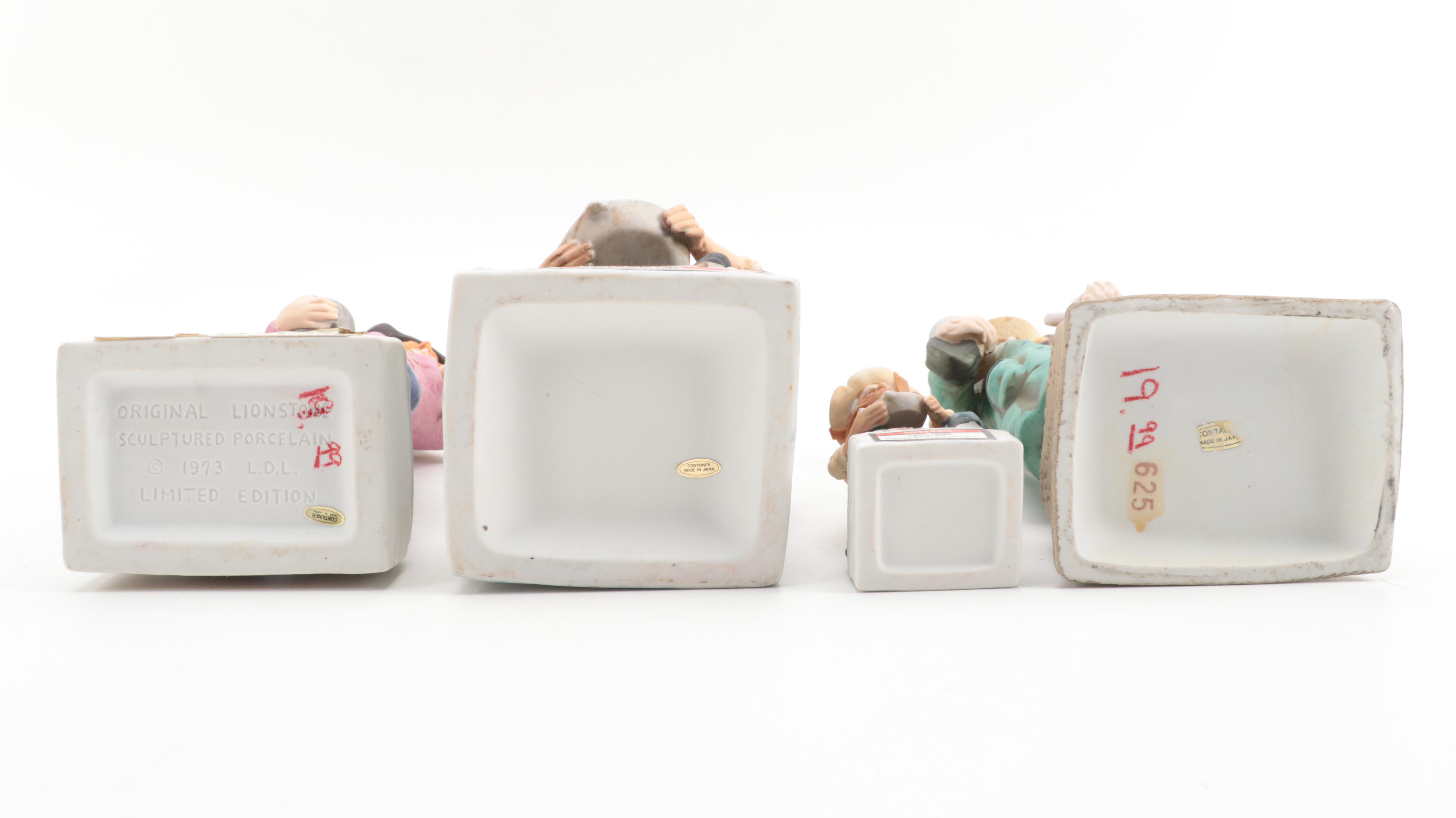 Potter's and Lionstone Western Themed Porcelain Bisque Whiskey Decanters