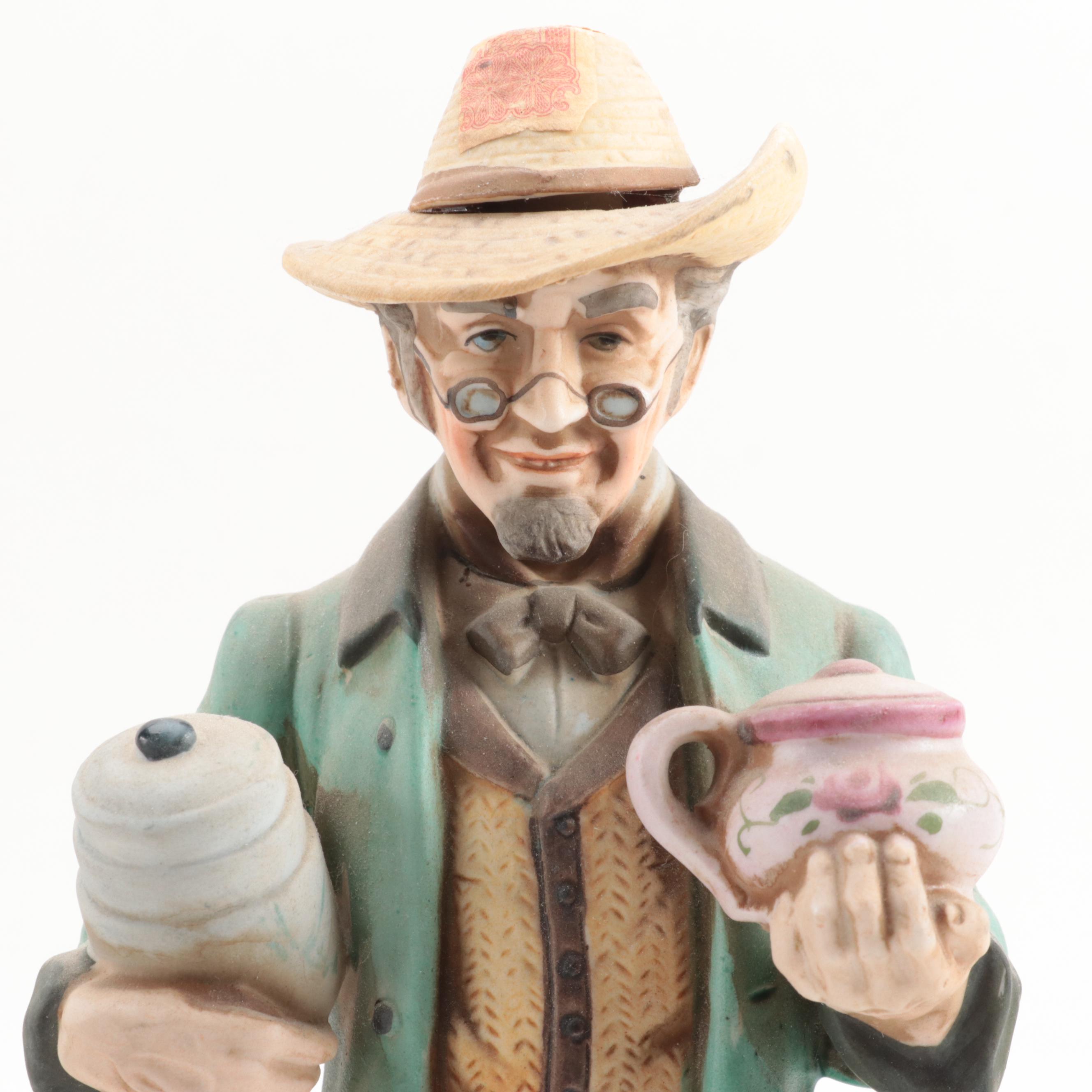 Potter's and Lionstone Western Themed Porcelain Bisque Whiskey Decanters