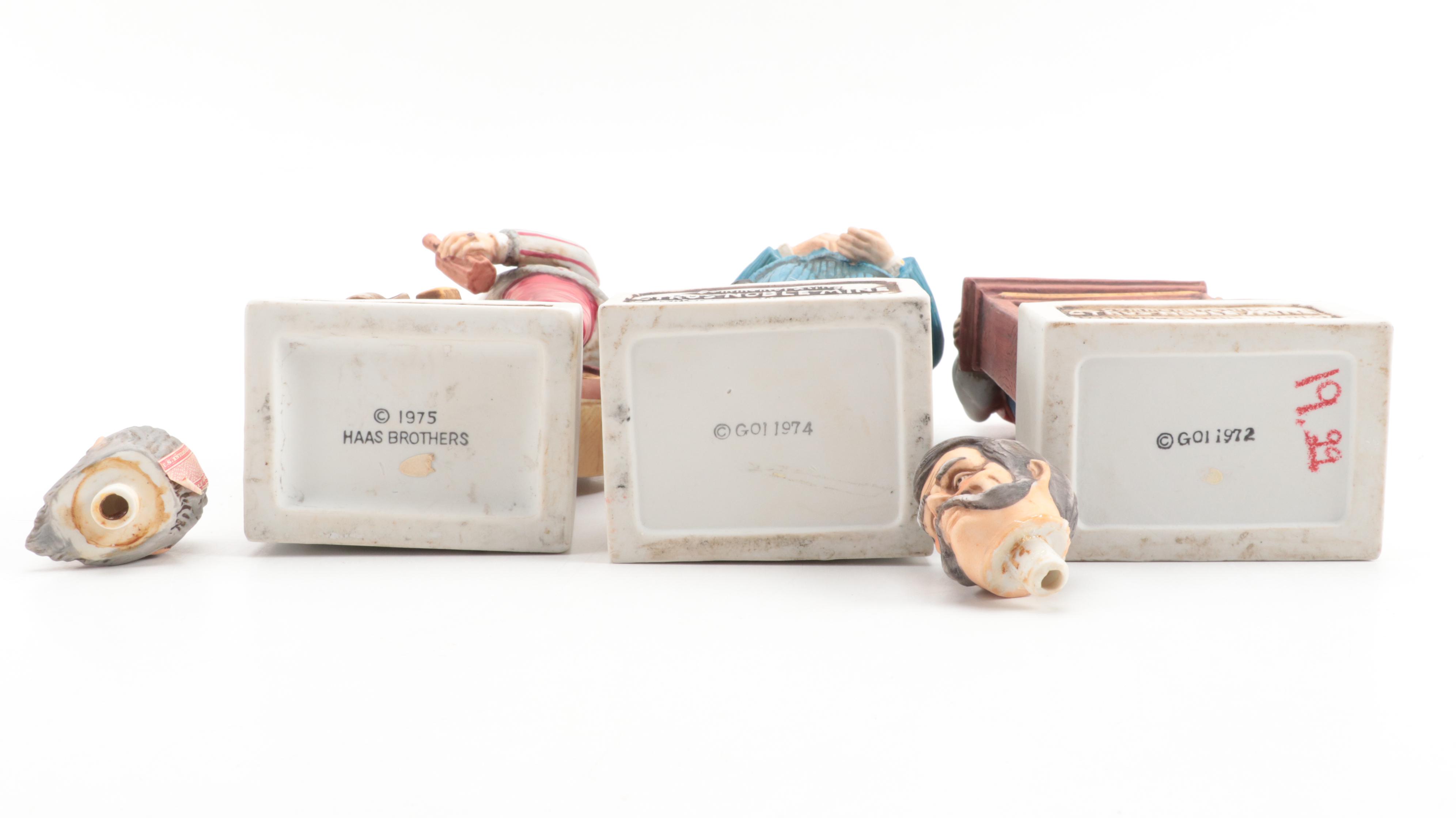 Haas Brothers Bisque Commemorative Figural Decanters