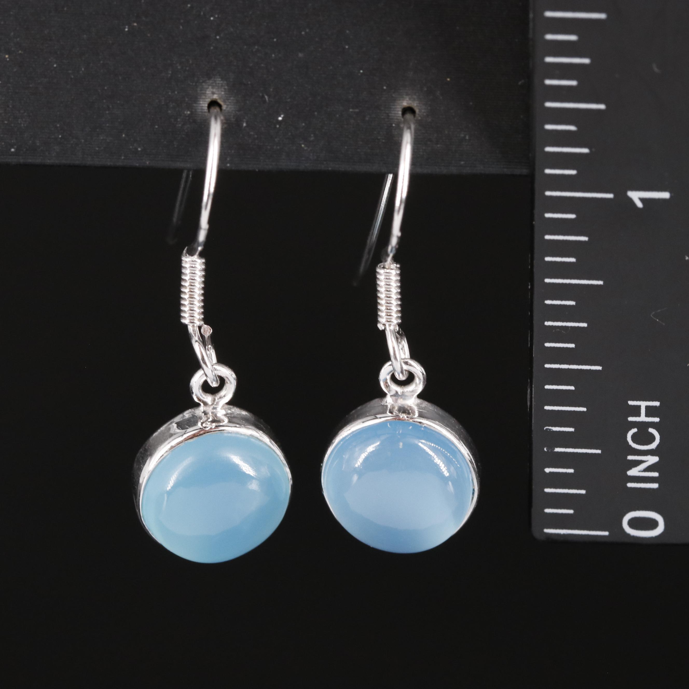 Sterling and Chalcedony Drop Earrings