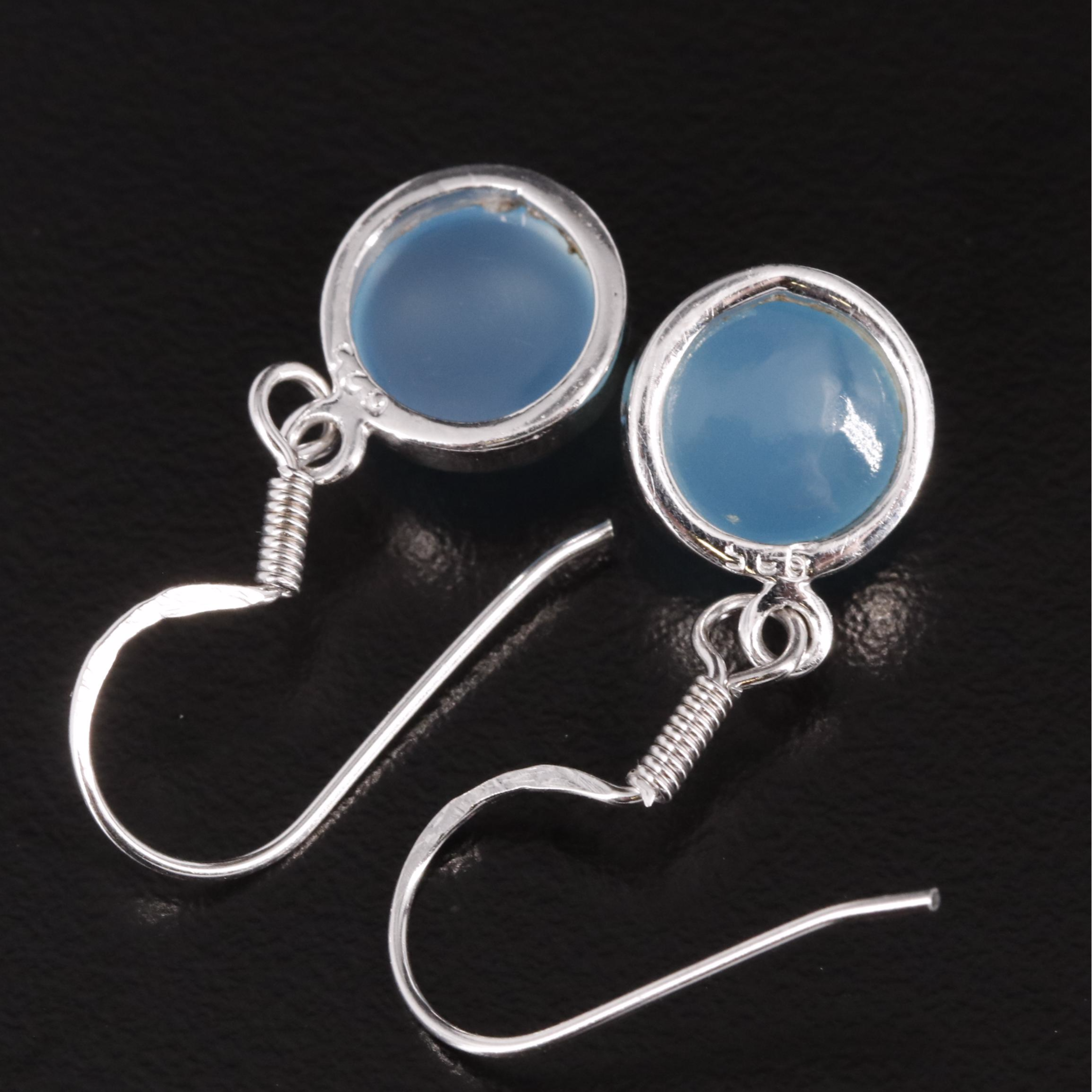 Sterling and Chalcedony Drop Earrings