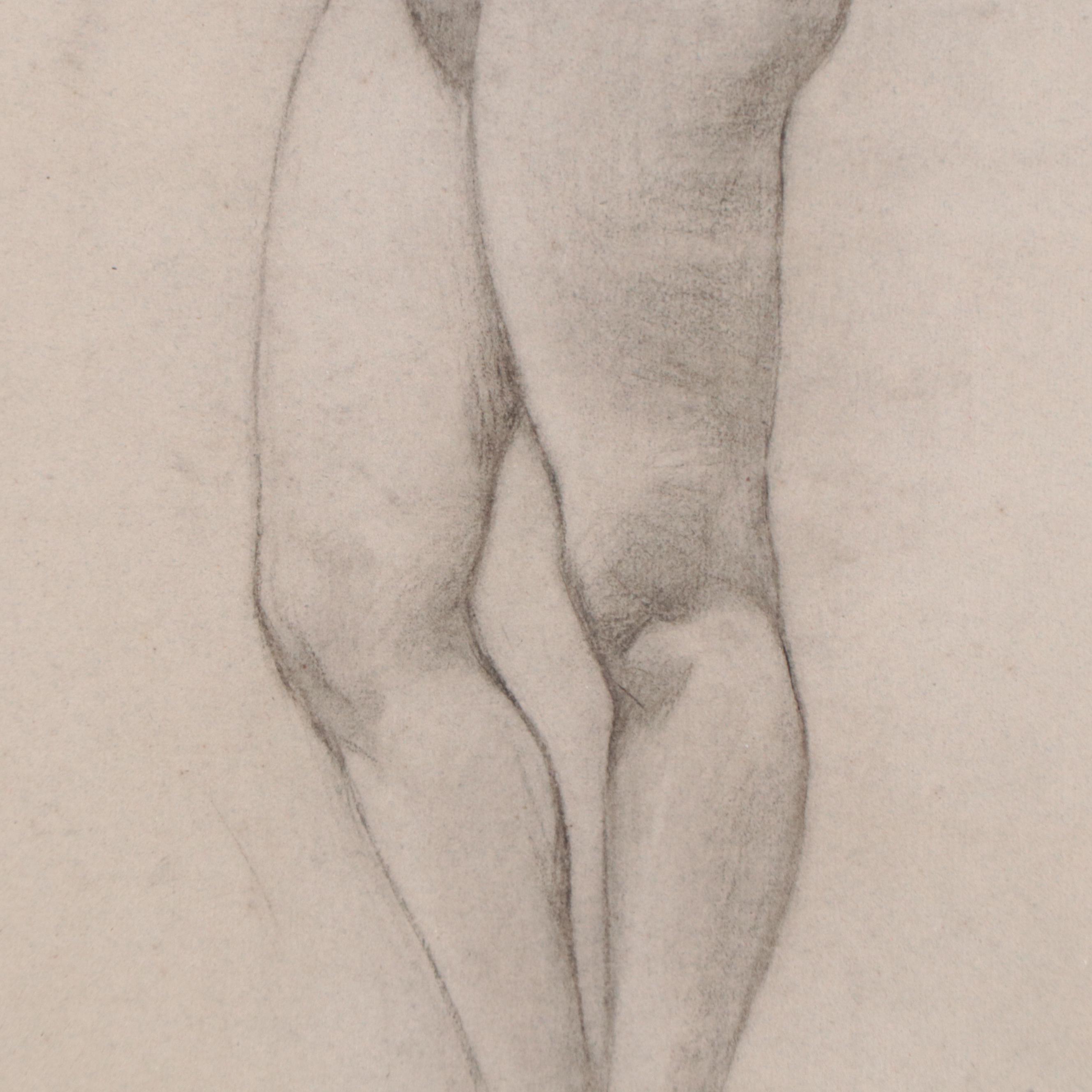 Enno Meyer Charcoal Drawing of Standing Female Nude, circa 1940