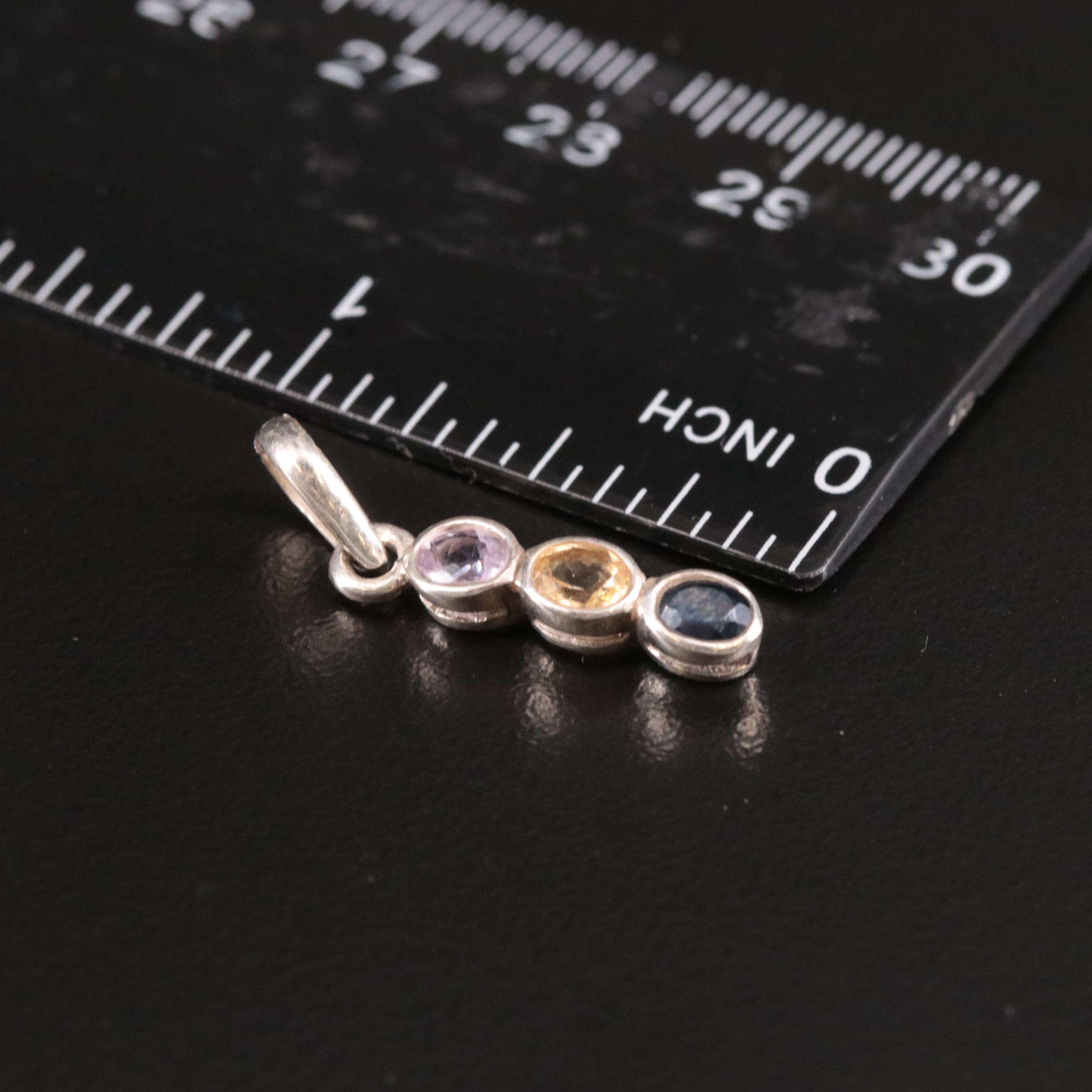 Sterling Amethyst, Citrine, and Spinel Pendant