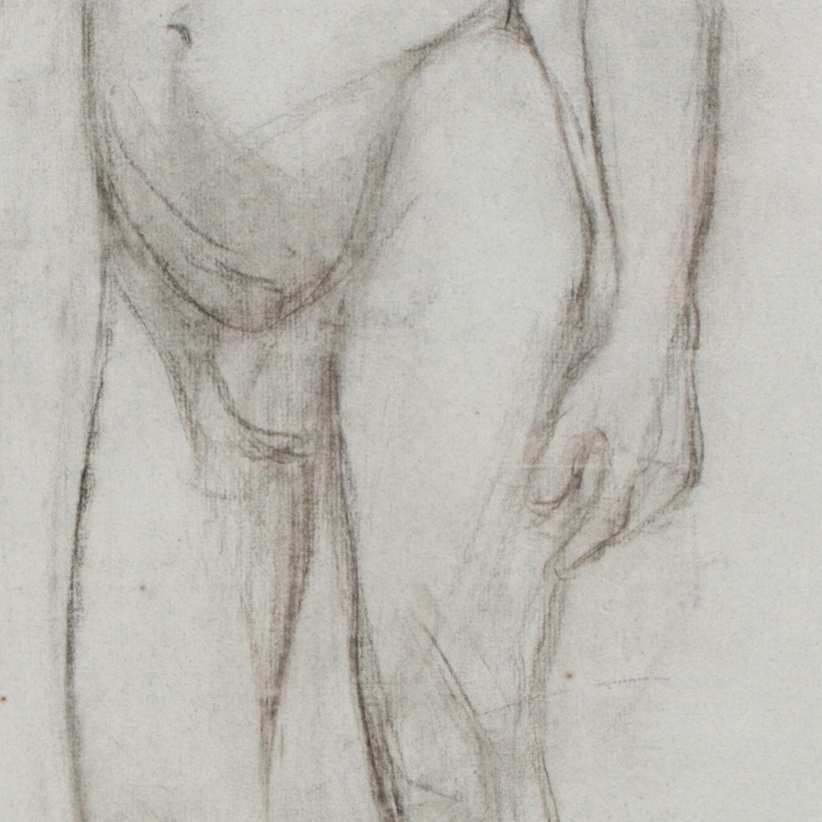 Enno Meyer Charcoal Drawing of Standing Male Nude, Circa 1940