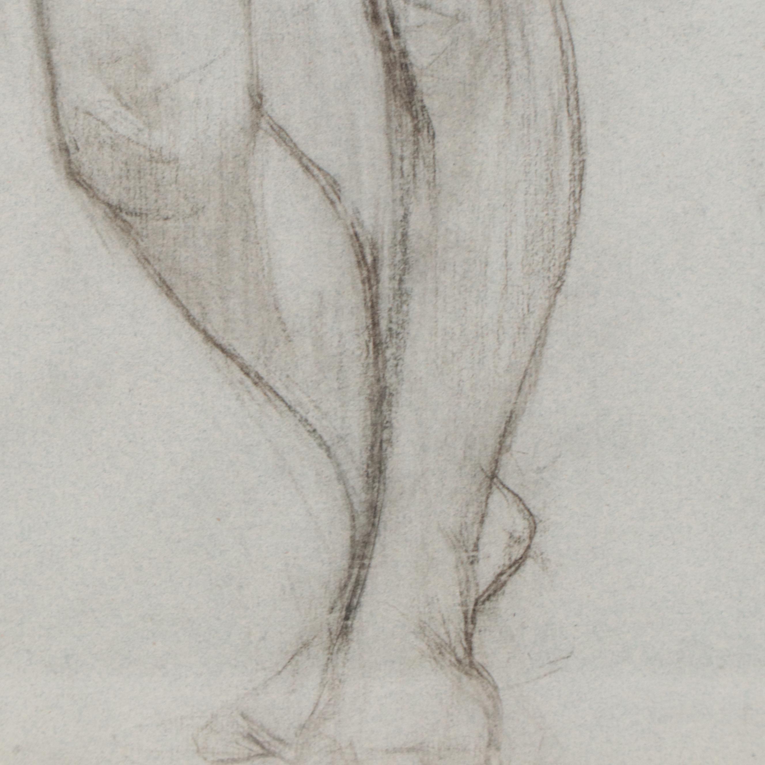 Enno Meyer Charcoal Drawing of Standing Male Nude, Circa 1940