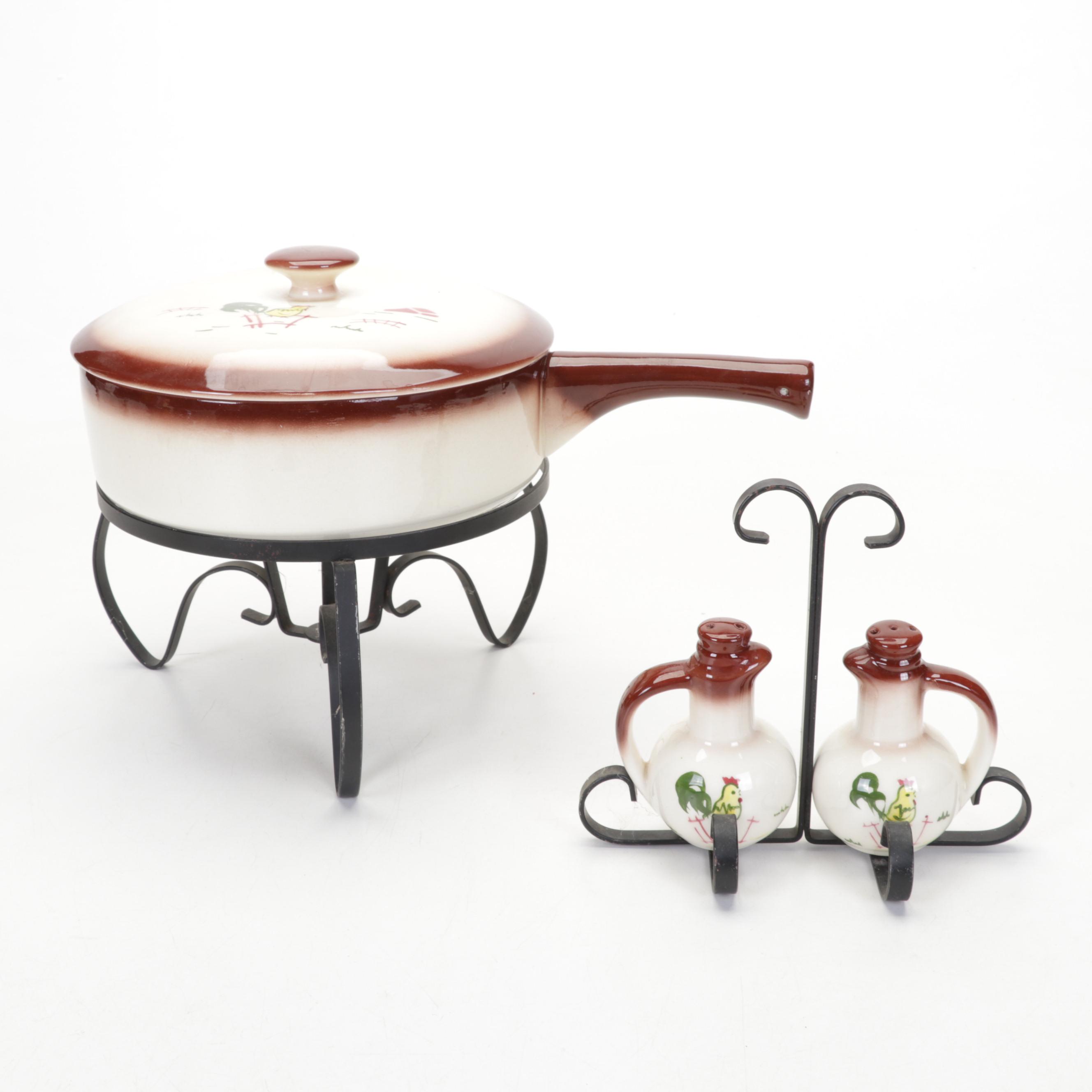 B.J. Brock Co. "Harvest" Tableware with Royal Copley and Norcrest Roosters