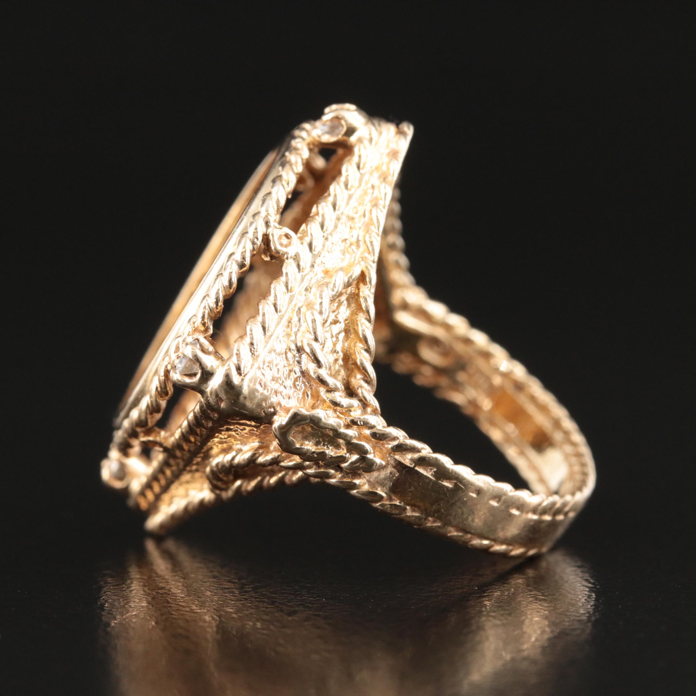 1915 14K 0.04 CTW Diamond Indian Head $2.50 Gold Quarter Eagle Ring