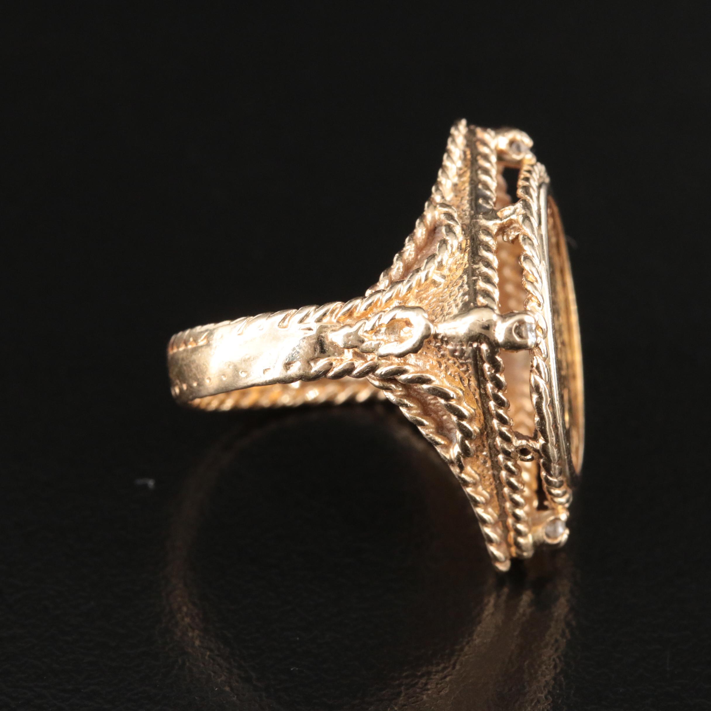 1915 14K 0.04 CTW Diamond Indian Head $2.50 Gold Quarter Eagle Ring