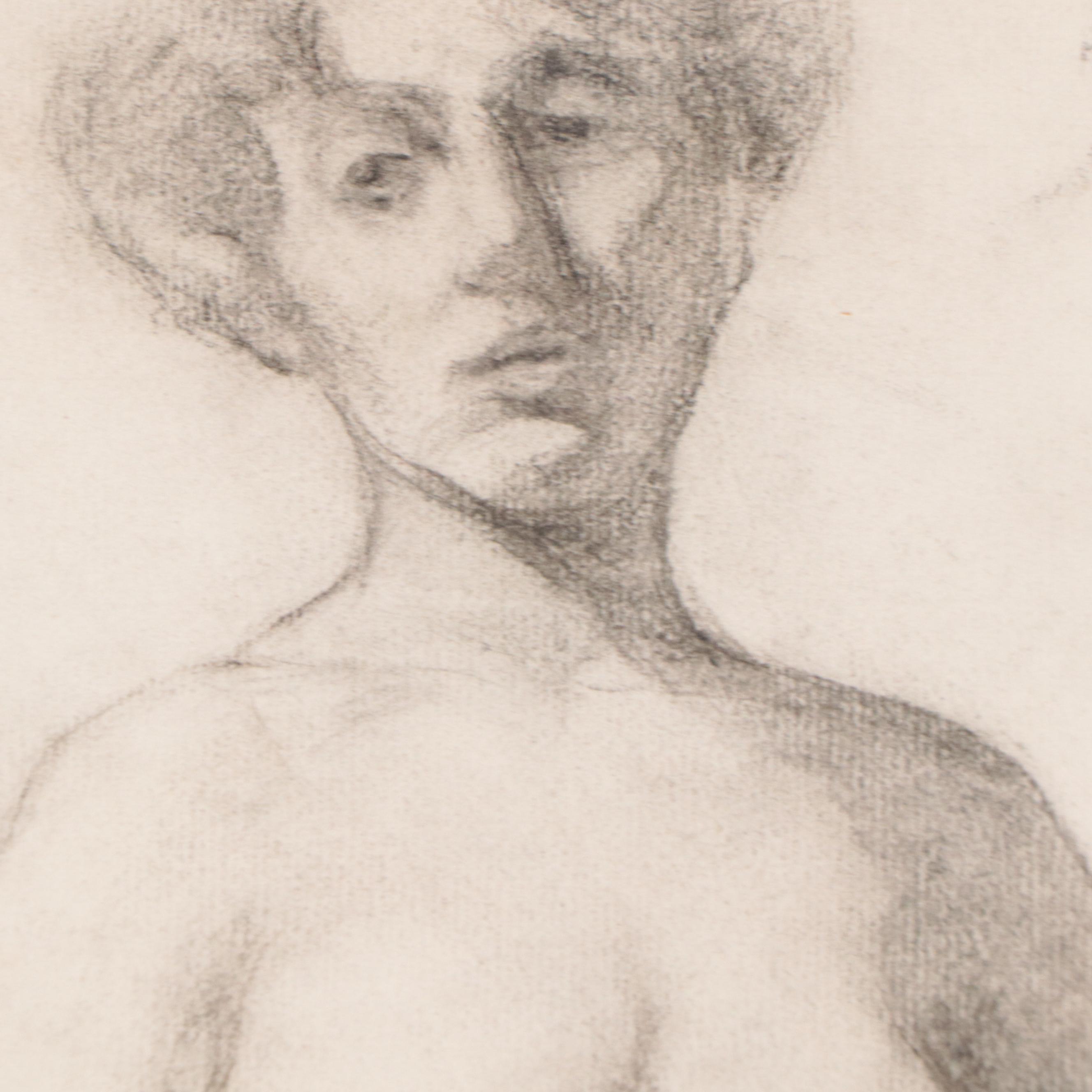 Enno Meyer Charcoal Drawing of Standing Female Nude, Circa 1940