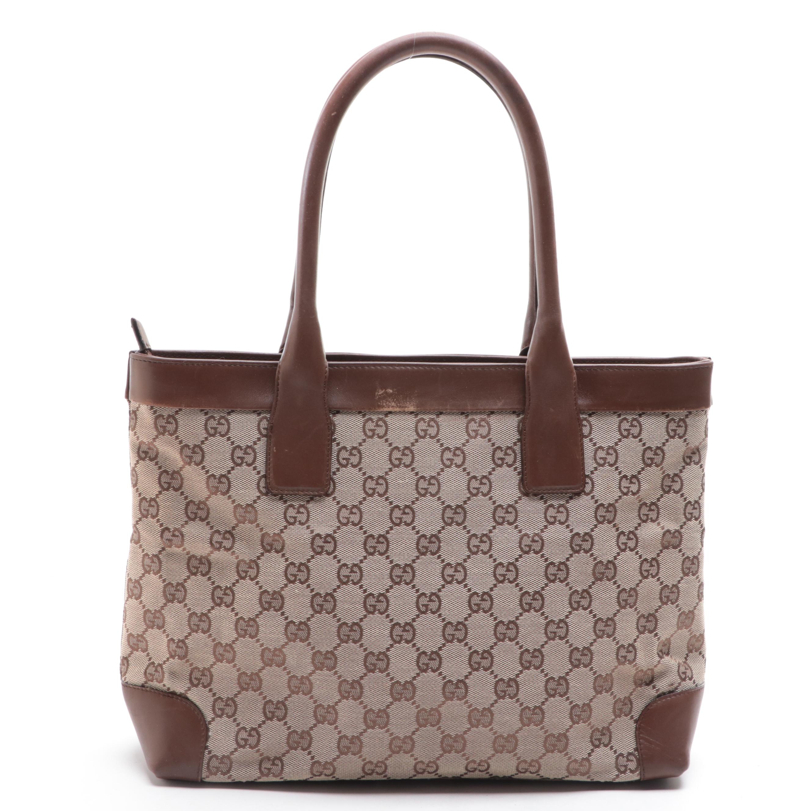 Gucci GG Canvas and Leather Tote Bag