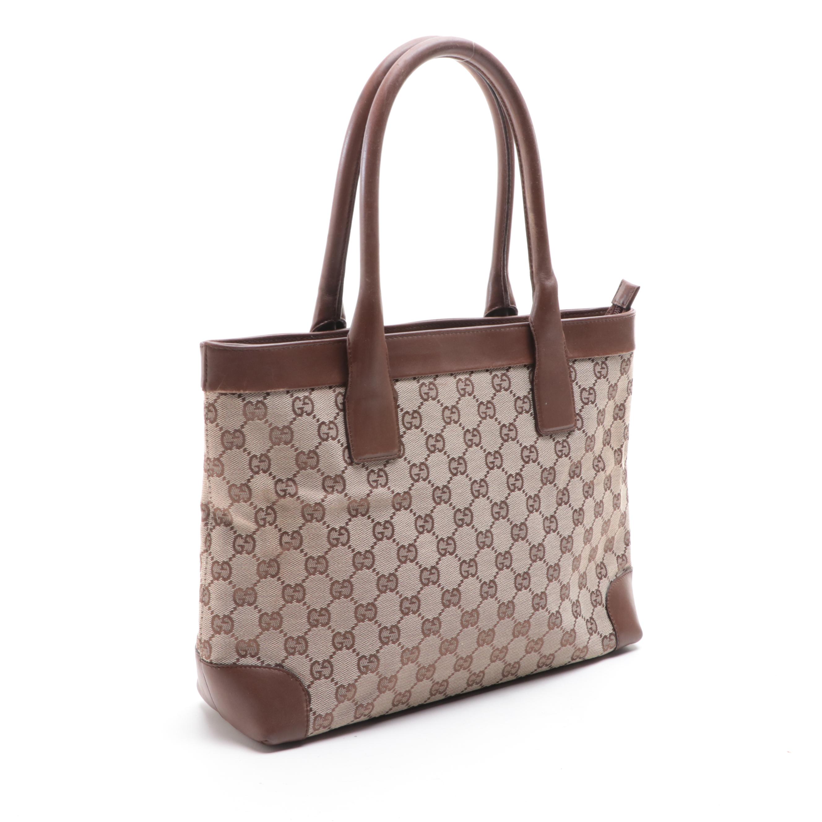 Gucci GG Canvas and Leather Tote Bag