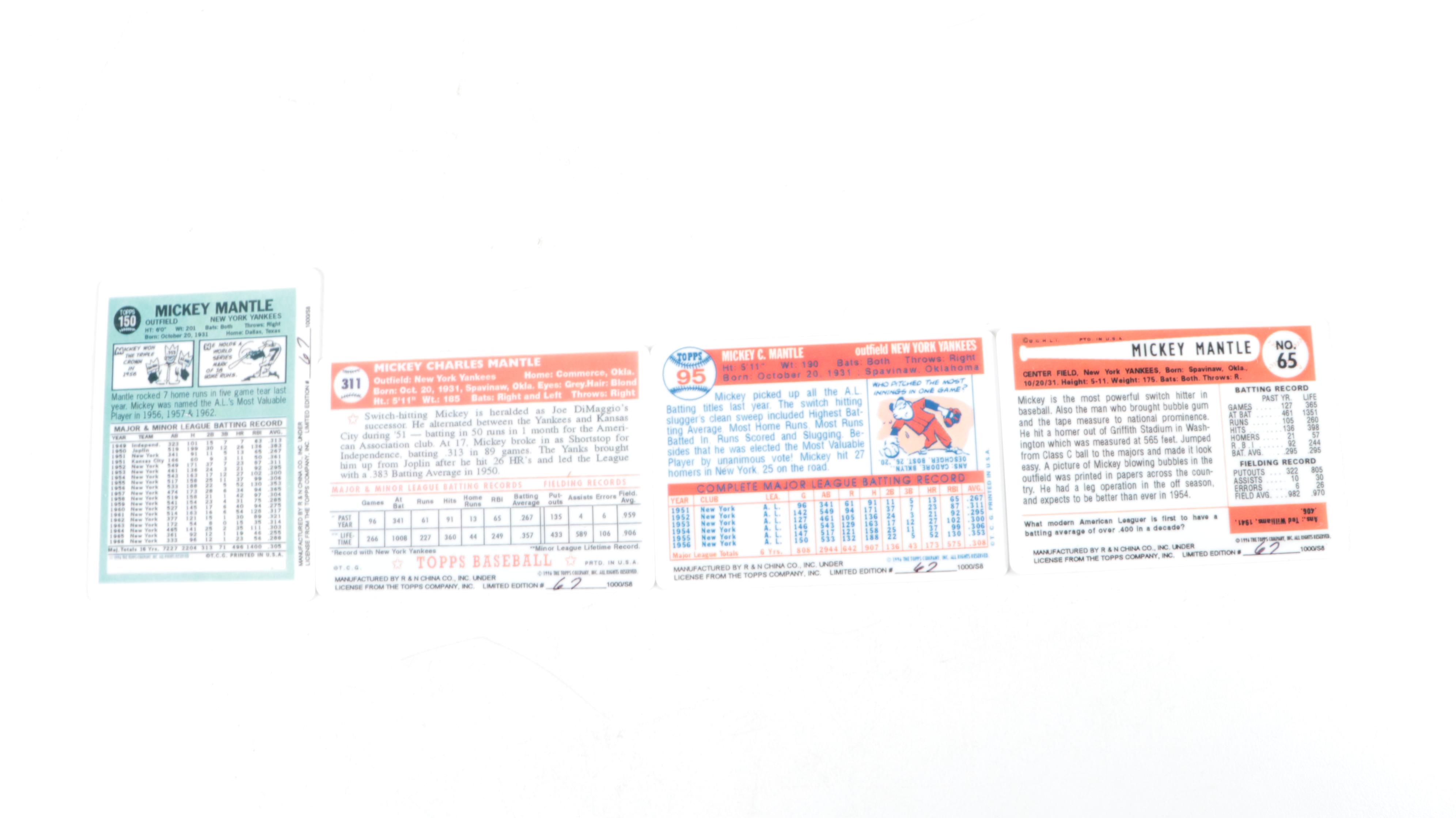 1996 Topps Porcelain Mickey Mantle Commemorative Baseball Cards Set