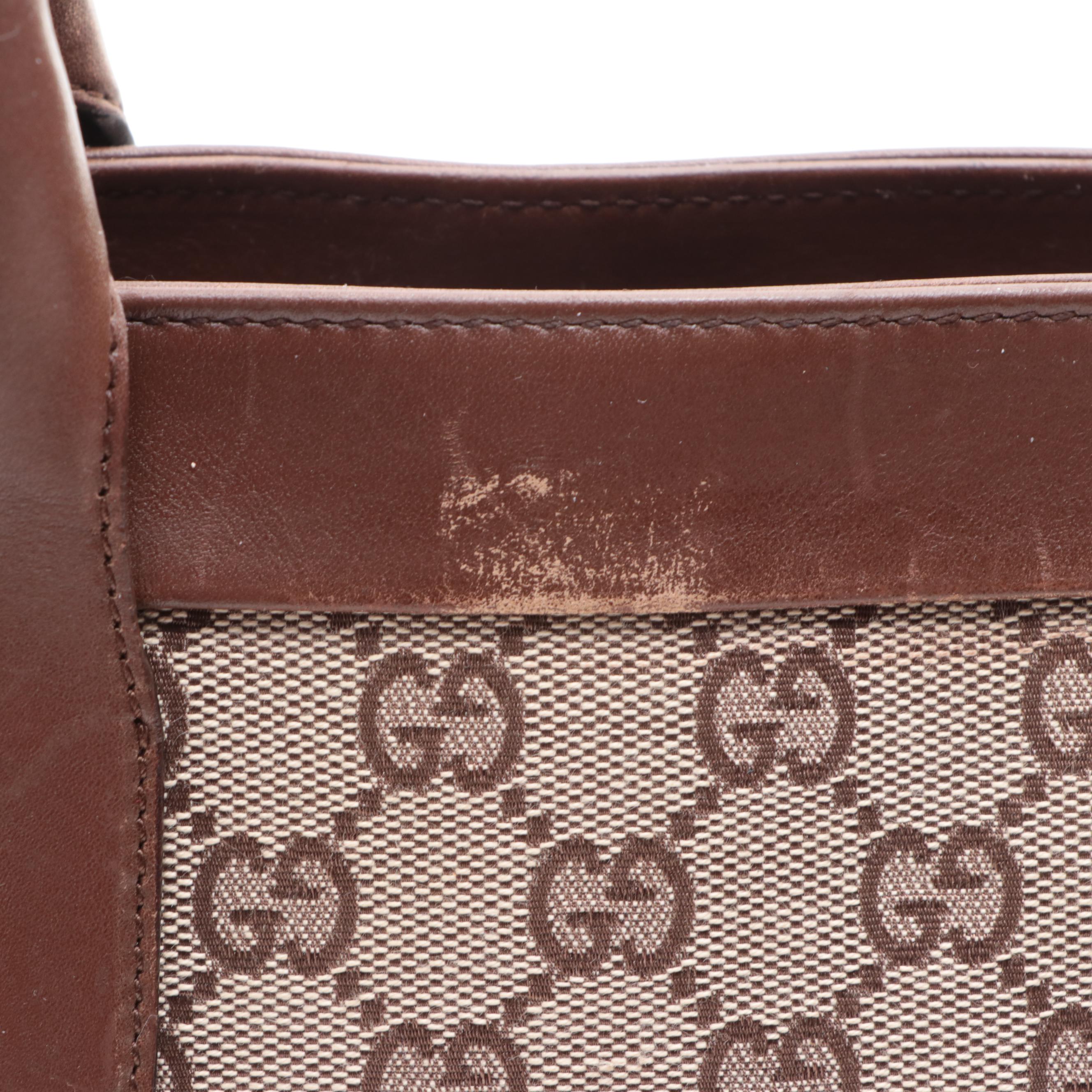 Gucci GG Canvas and Leather Tote Bag