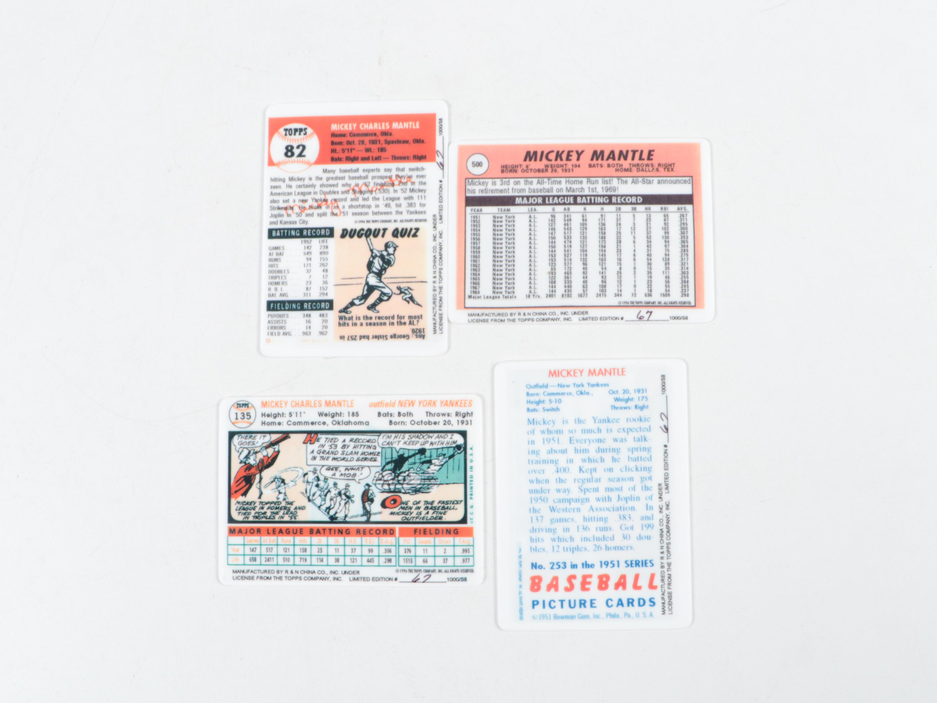 1996 Topps Porcelain Mickey Mantle Commemorative Baseball Cards Set