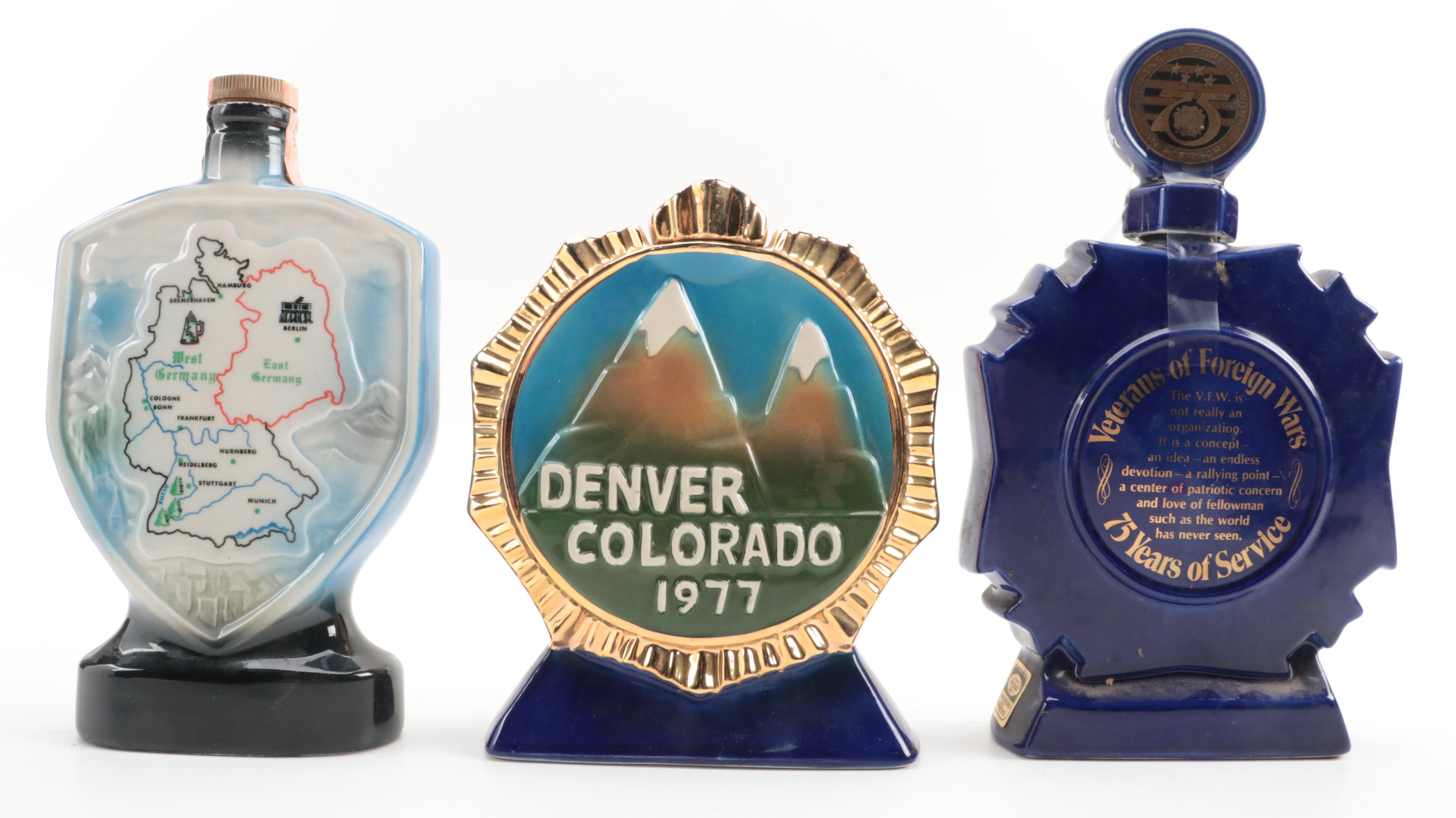 Heritage China Ezra Brooks American Legion and Other Porcelain Decanters