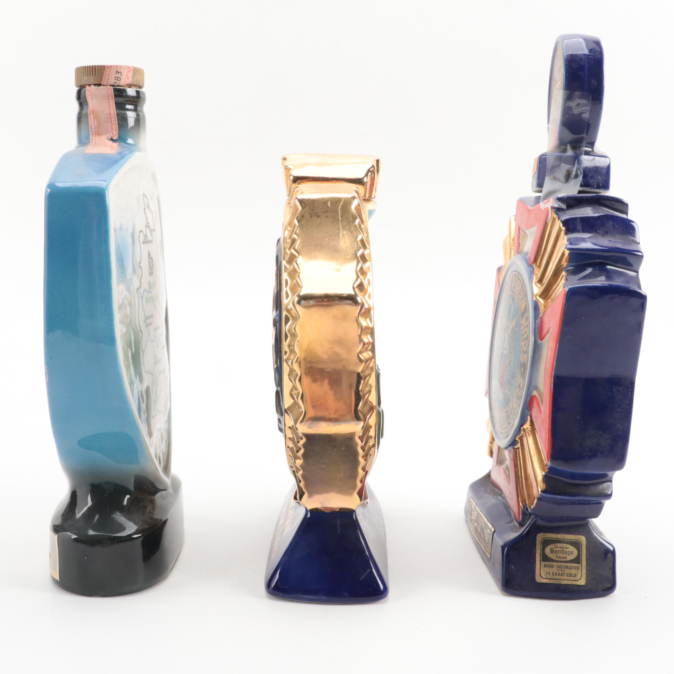 Heritage China Ezra Brooks American Legion and Other Porcelain Decanters