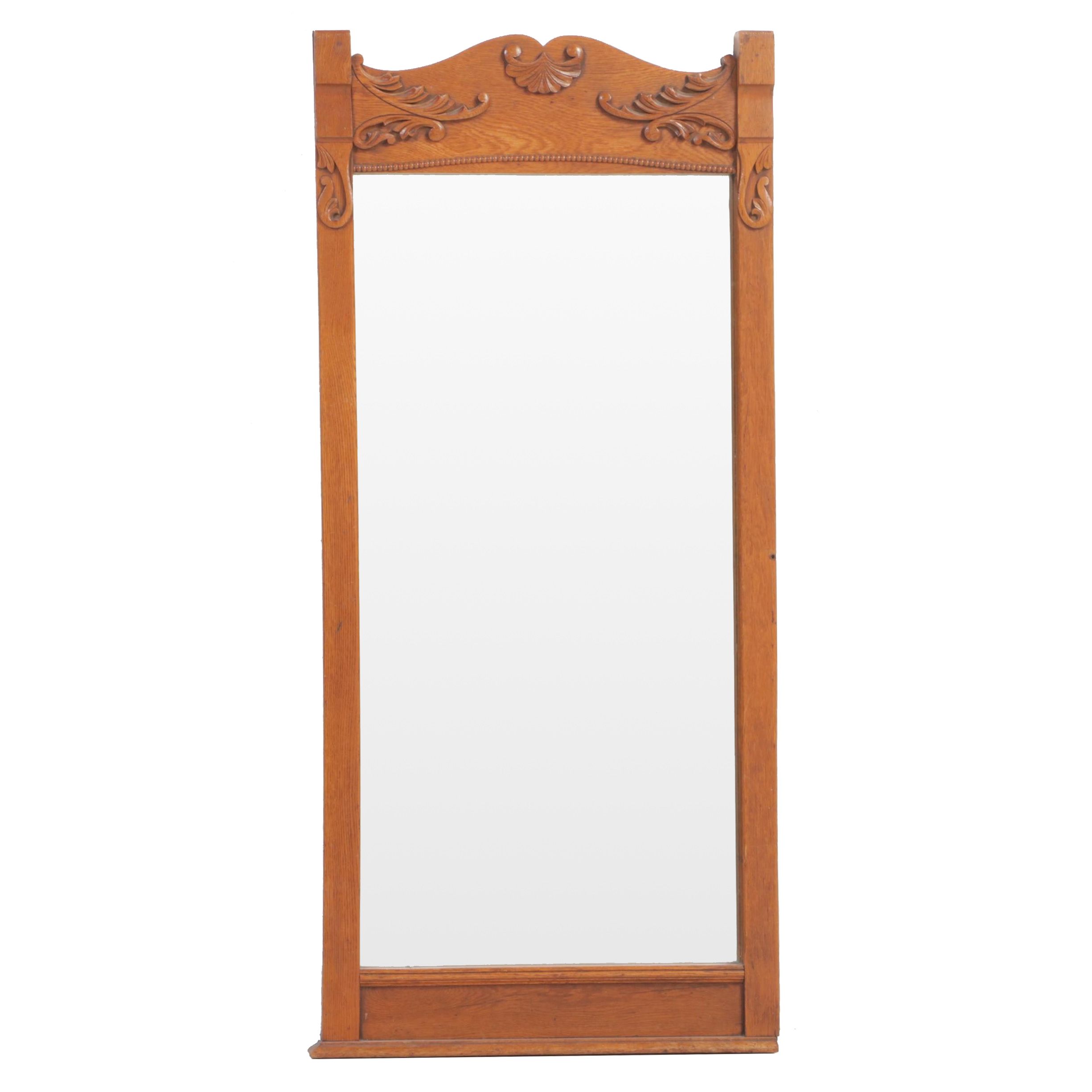 Victorian Carved Oak Pier Mirror, Late 19th Century