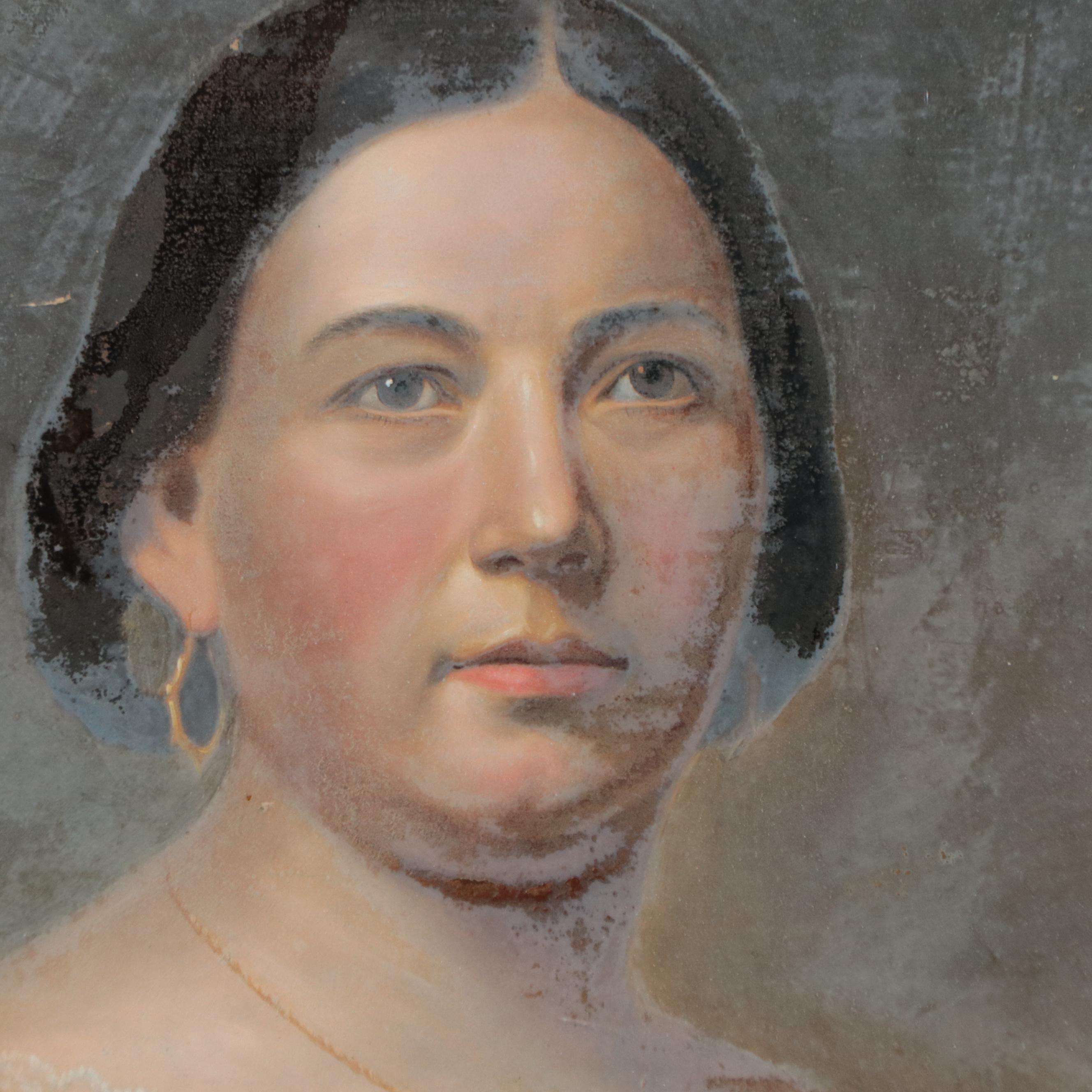 Austro-Hungarian School Portrait Oil Painting of a Lady, 1859